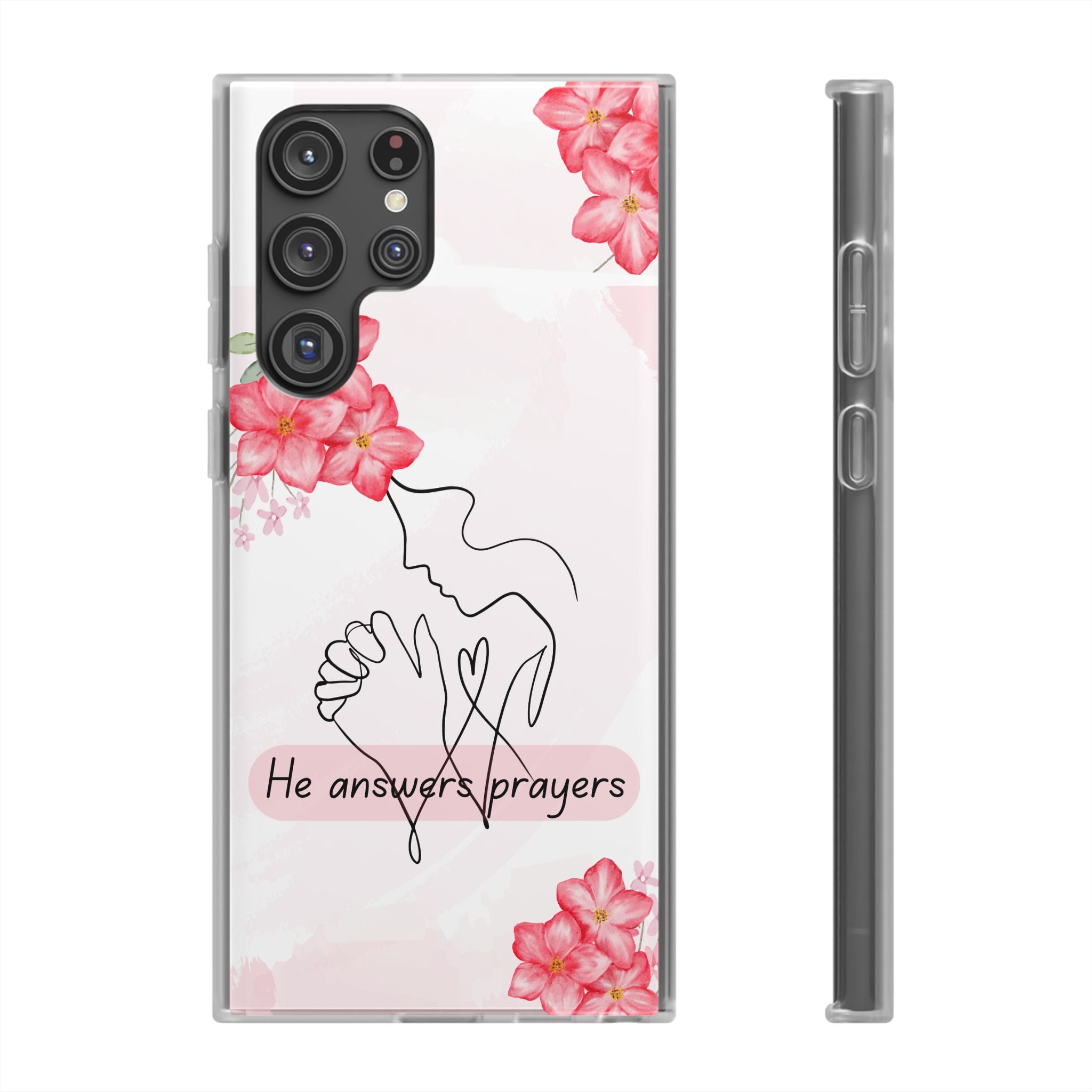 Floral "He Answers Prayers" Phone Case — Christian Faith Protective Cover