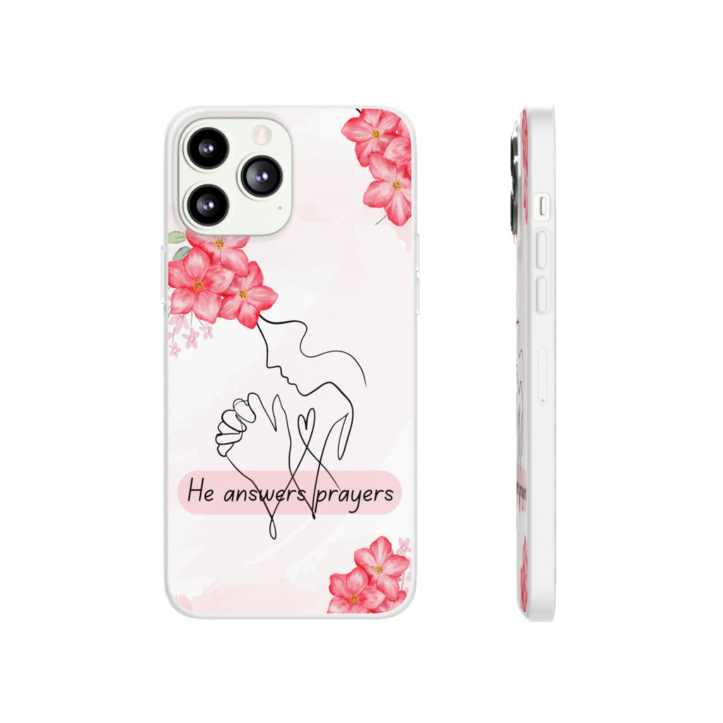 Floral "He Answers Prayers" Phone Case — Christian Faith Protective Cover