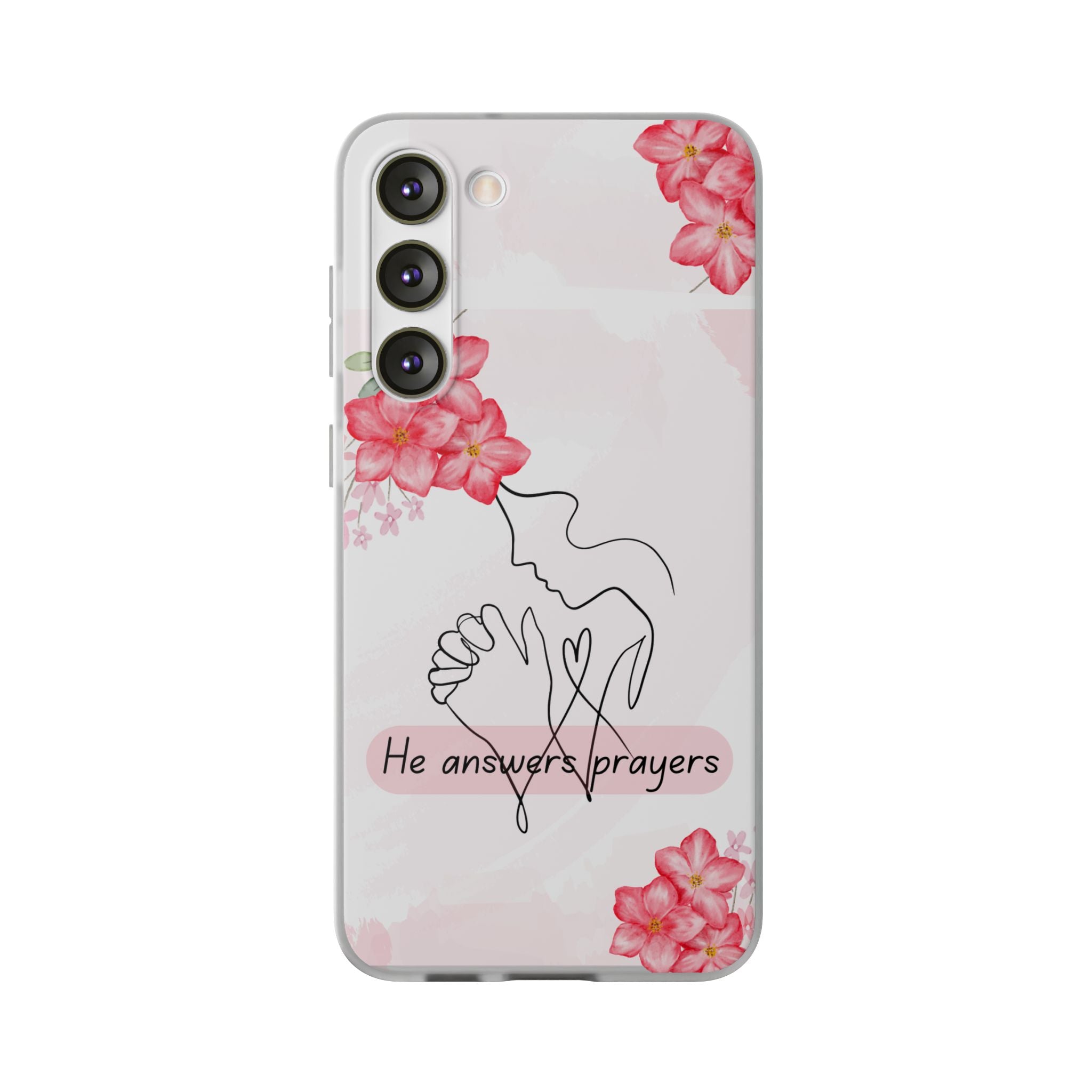 Floral "He Answers Prayers" Phone Case — Christian Faith Protective Cover