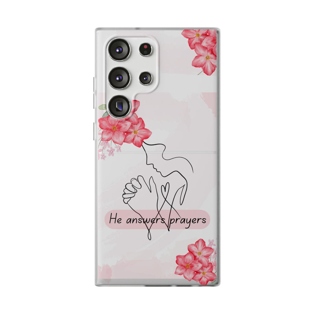 Floral "He Answers Prayers" Phone Case — Christian Faith Protective Cover