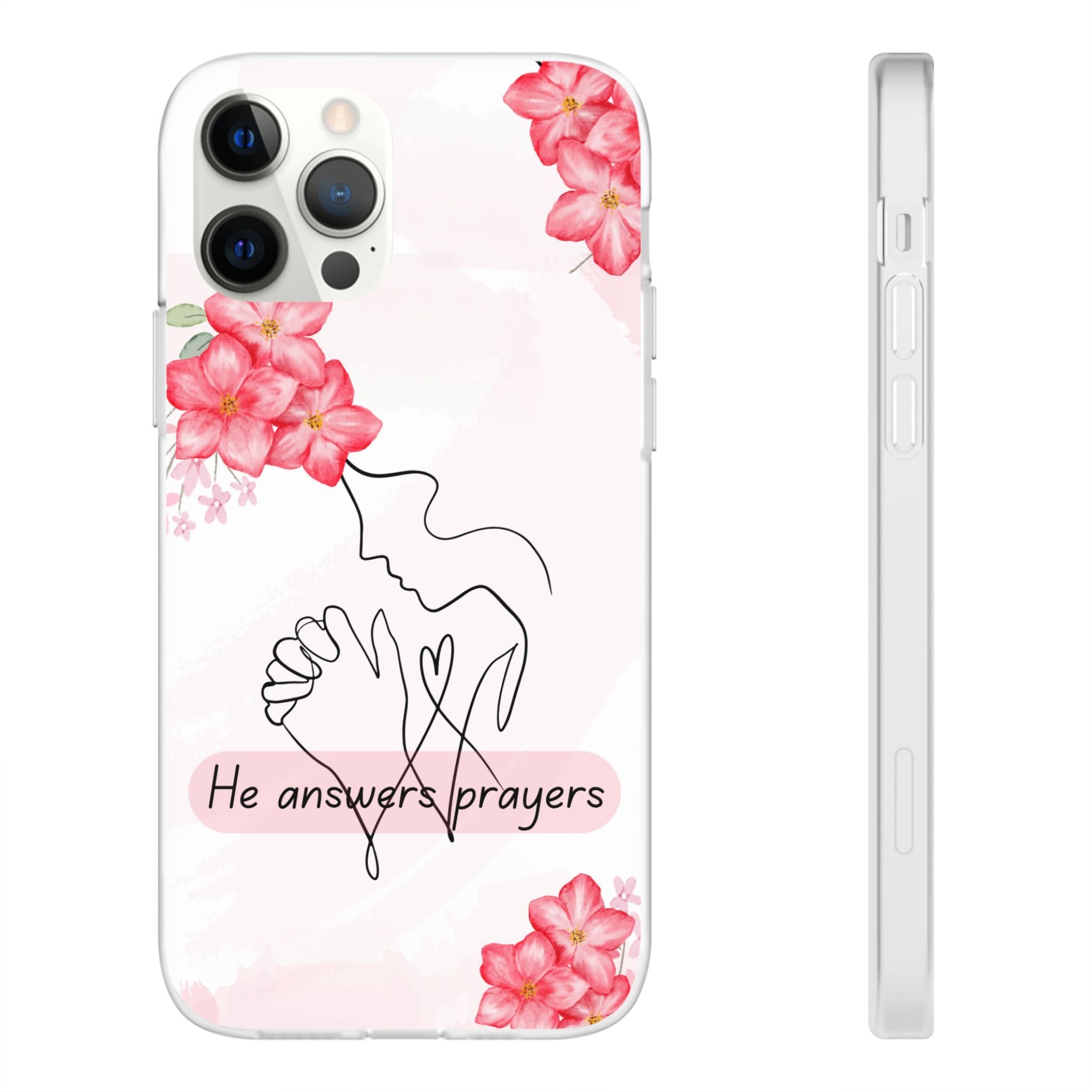 Floral "He Answers Prayers" Phone Case — Christian Faith Protective Cover