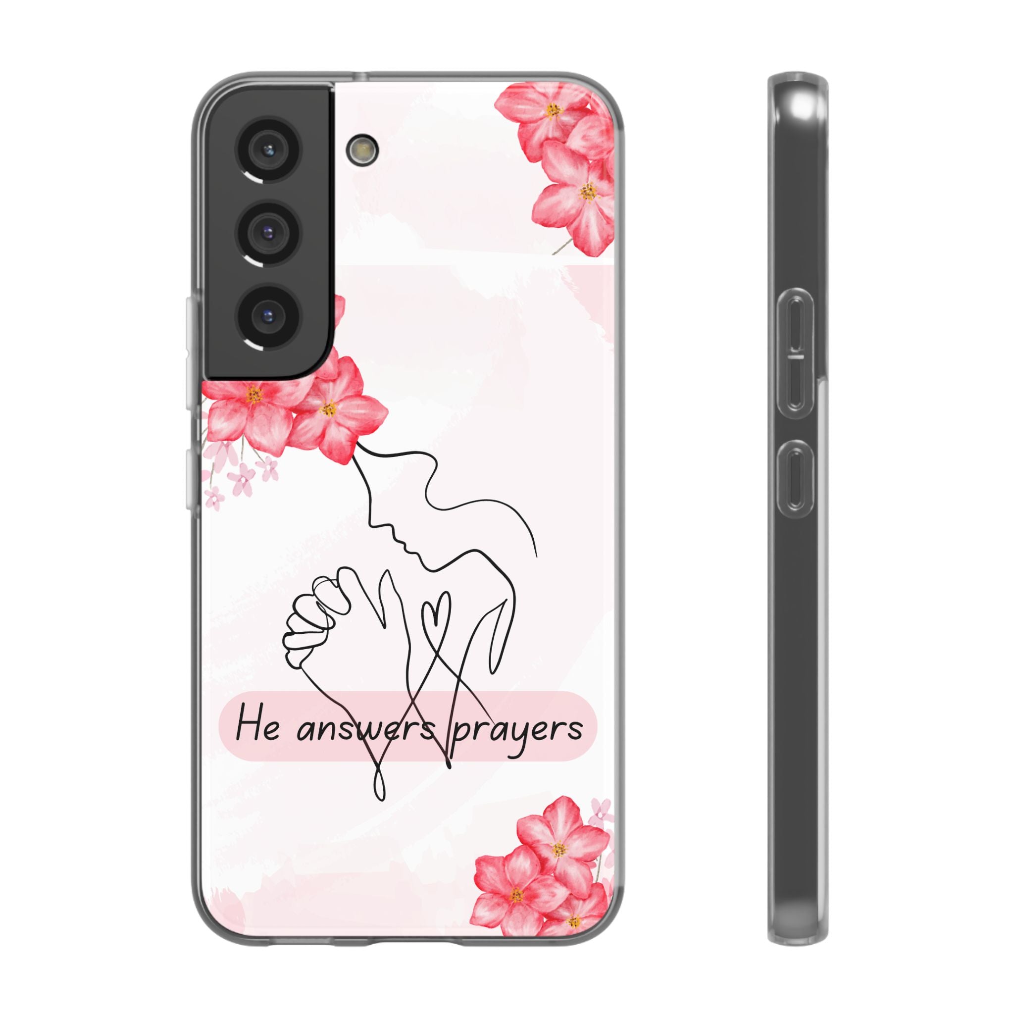 Floral "He Answers Prayers" Phone Case — Christian Faith Protective Cover
