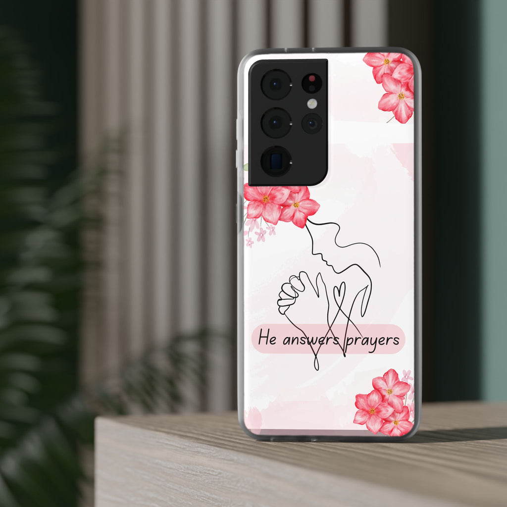 Floral "He Answers Prayers" Phone Case — Christian Faith Protective Cover