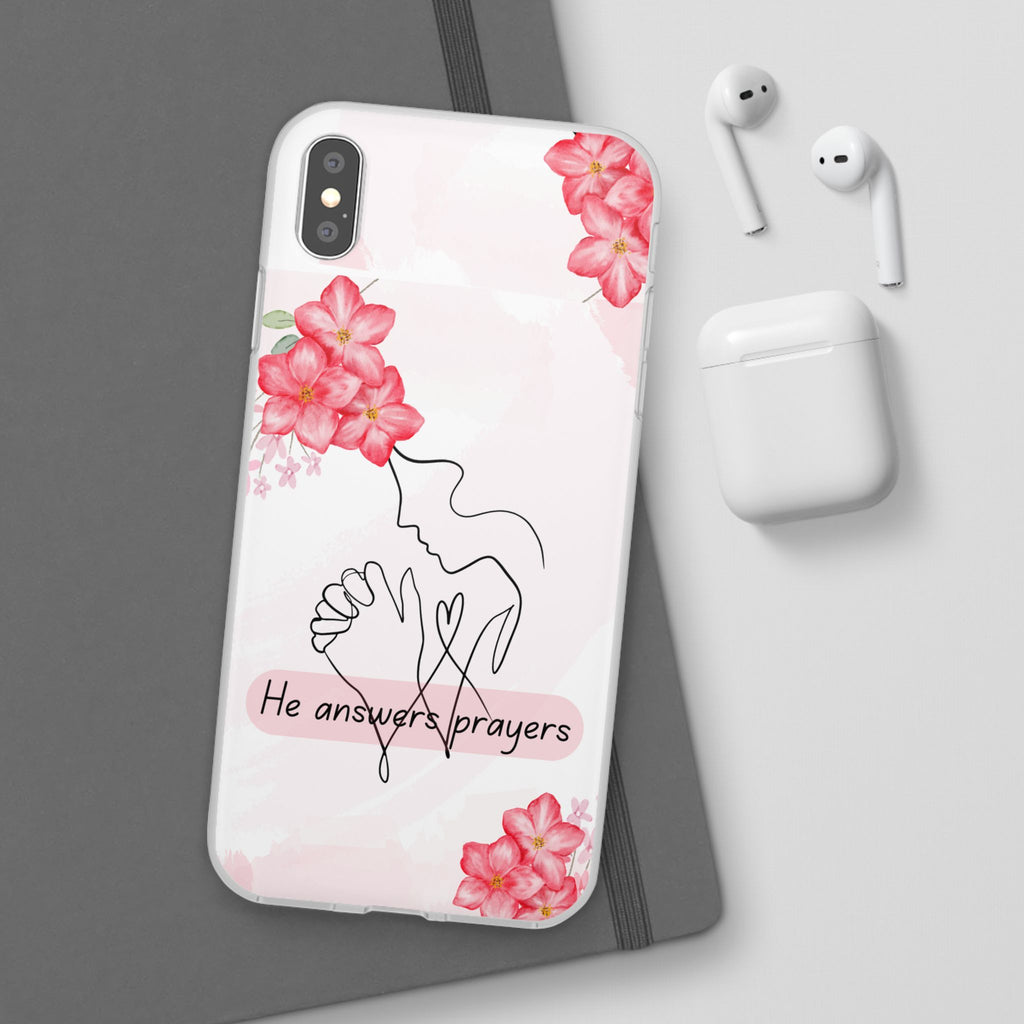 Floral "He Answers Prayers" Phone Case — Christian Faith Protective Cover