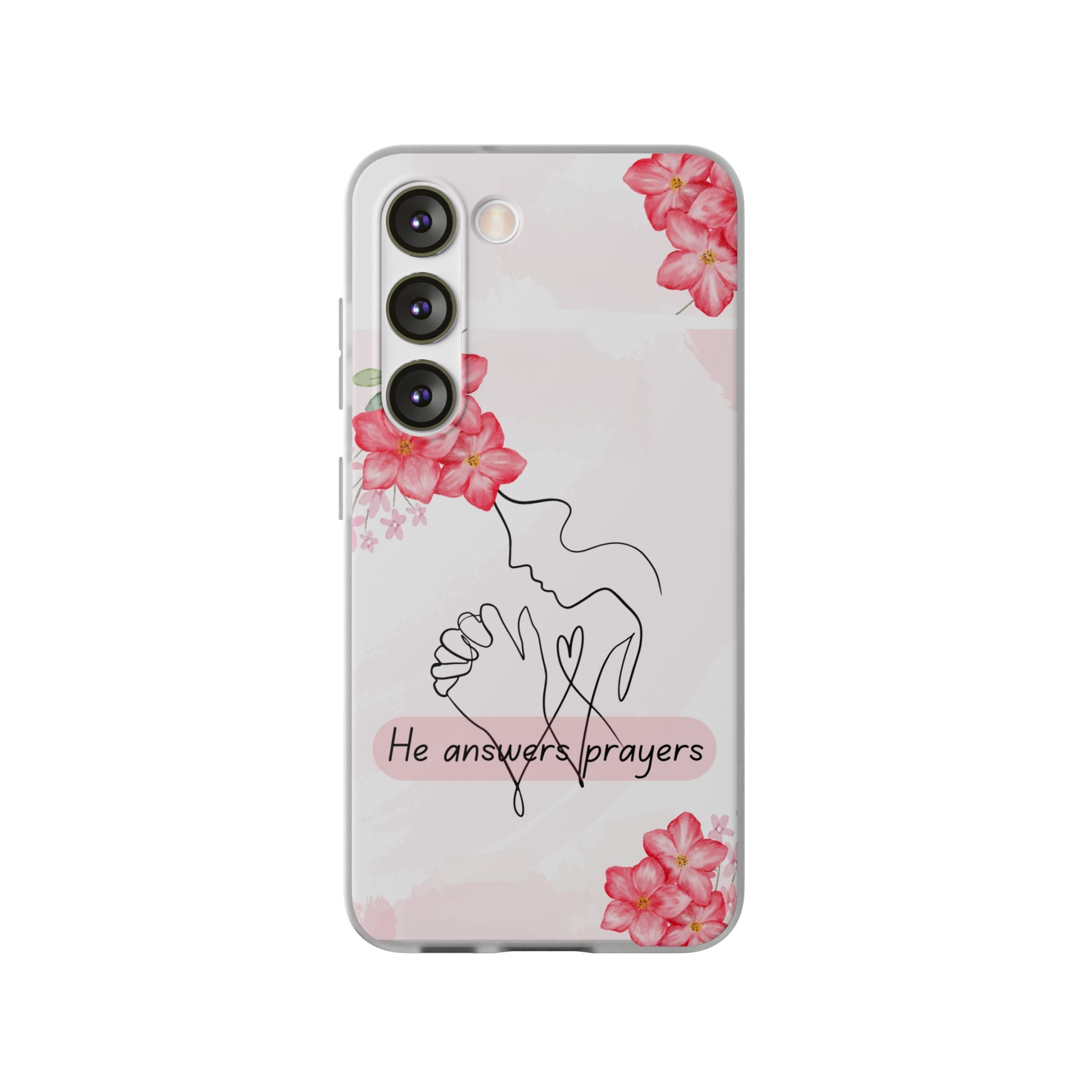 Floral "He Answers Prayers" Phone Case — Christian Faith Protective Cover