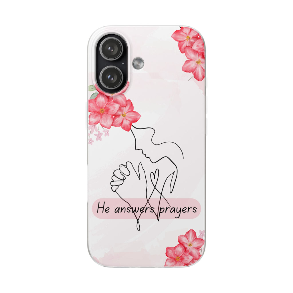 Floral "He Answers Prayers" Phone Case — Christian Faith Protective Cover