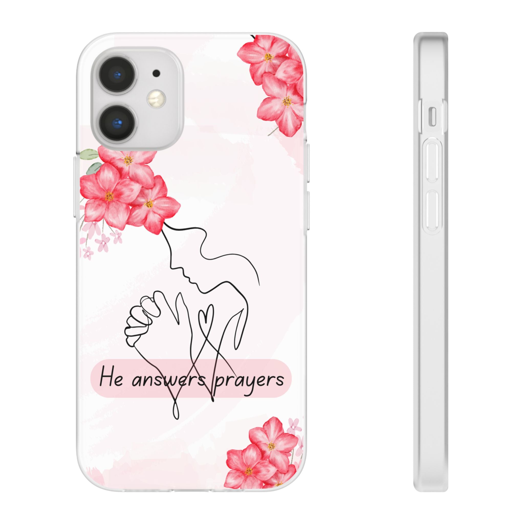 Floral "He Answers Prayers" Phone Case — Christian Faith Protective Cover