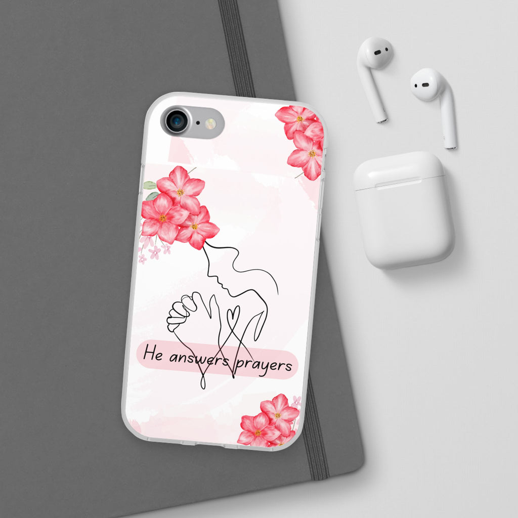 Floral "He Answers Prayers" Phone Case — Christian Faith Protective Cover