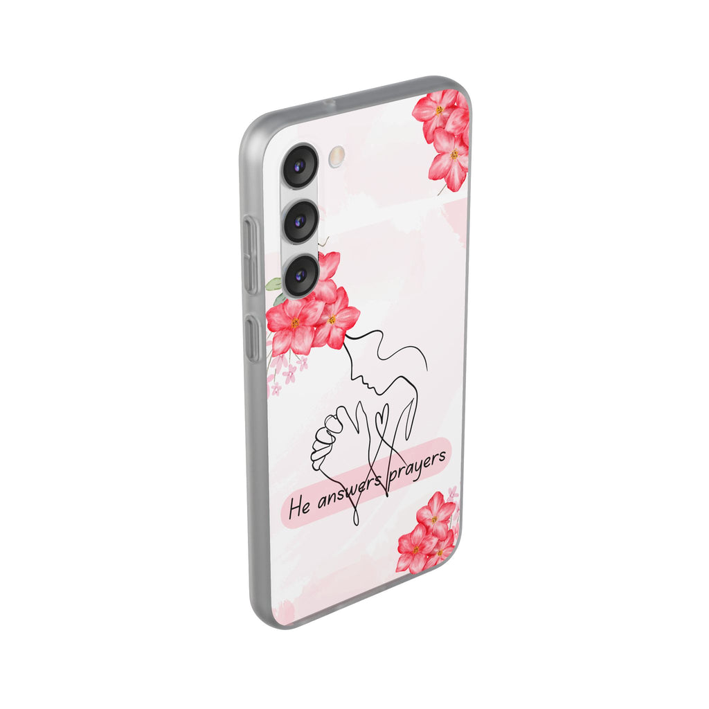 Floral "He Answers Prayers" Phone Case — Christian Faith Protective Cover