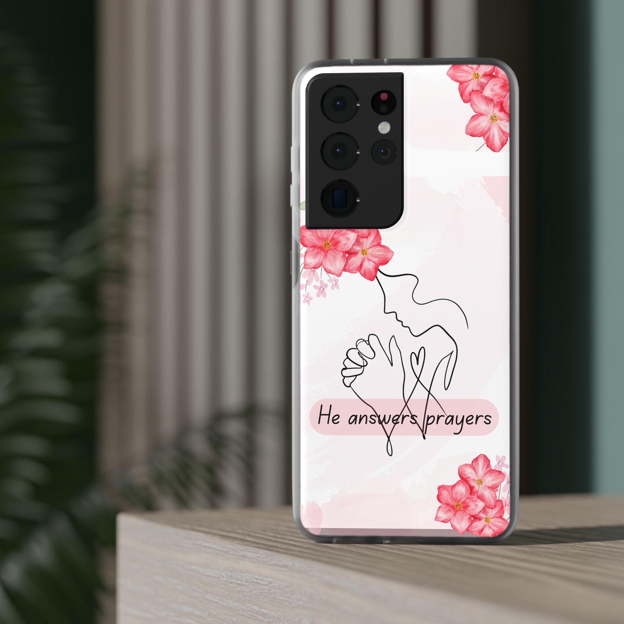 Floral "He Answers Prayers" Phone Case — Christian Faith Protective Cover