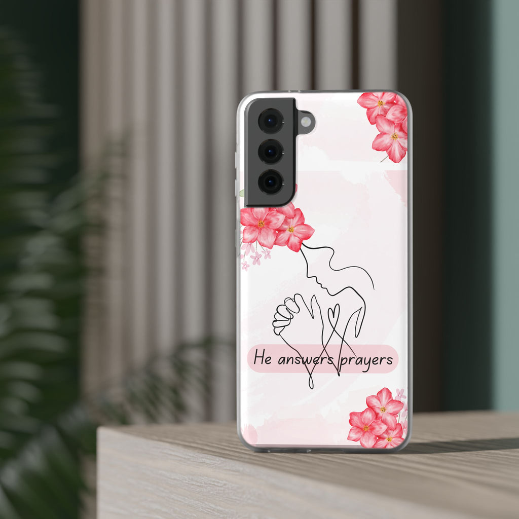 Floral "He Answers Prayers" Phone Case — Christian Faith Protective Cover