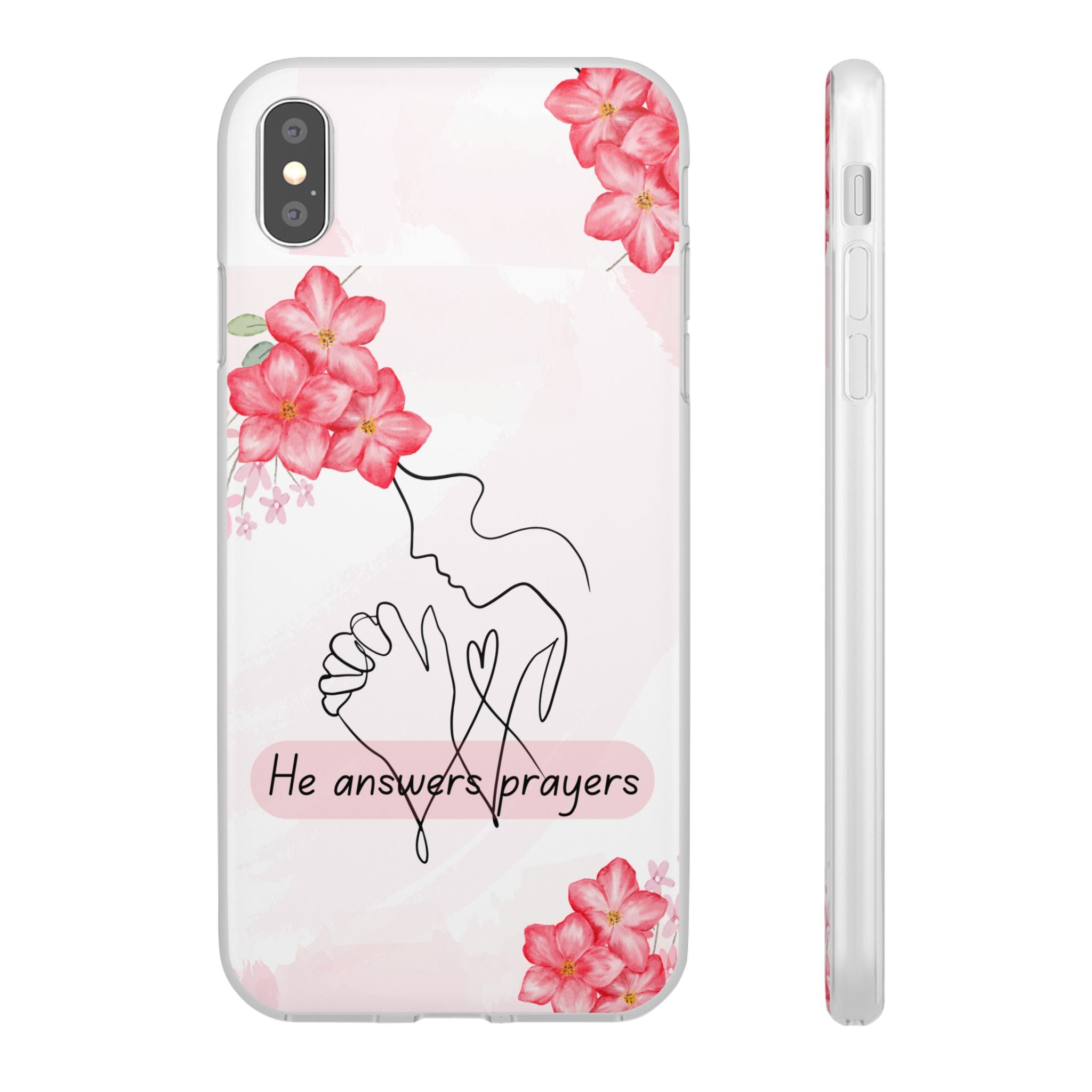 Floral "He Answers Prayers" Phone Case — Christian Faith Protective Cover