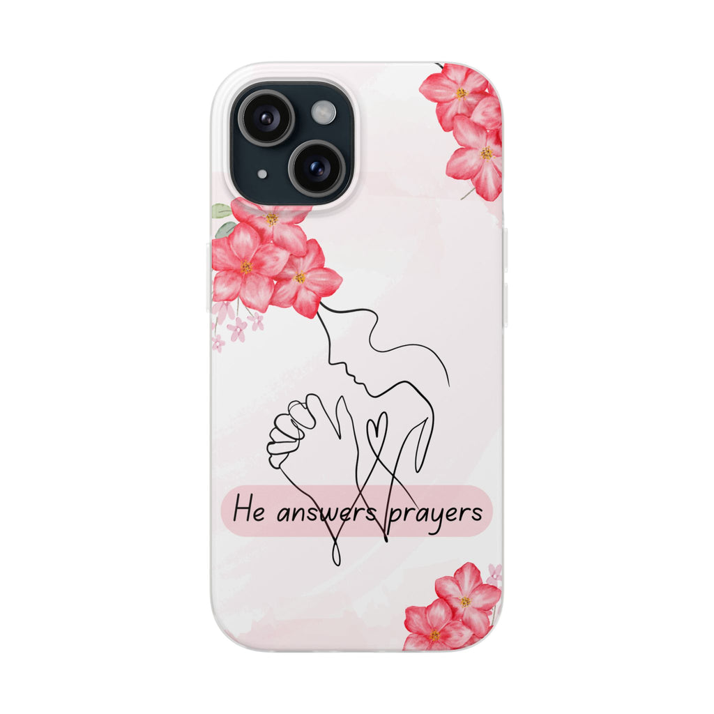 Floral "He Answers Prayers" Phone Case — Christian Faith Protective Cover