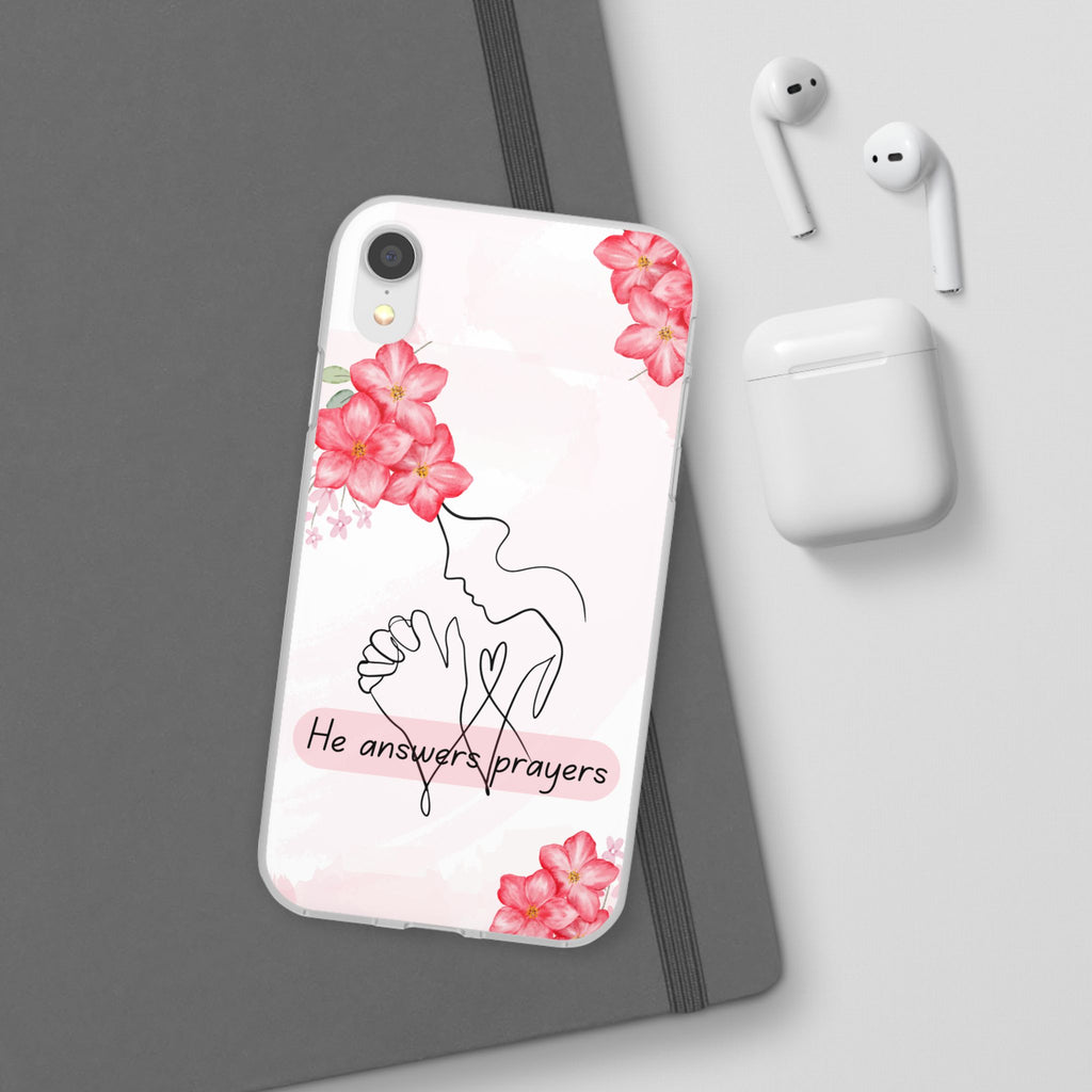 Floral "He Answers Prayers" Phone Case — Christian Faith Protective Cover