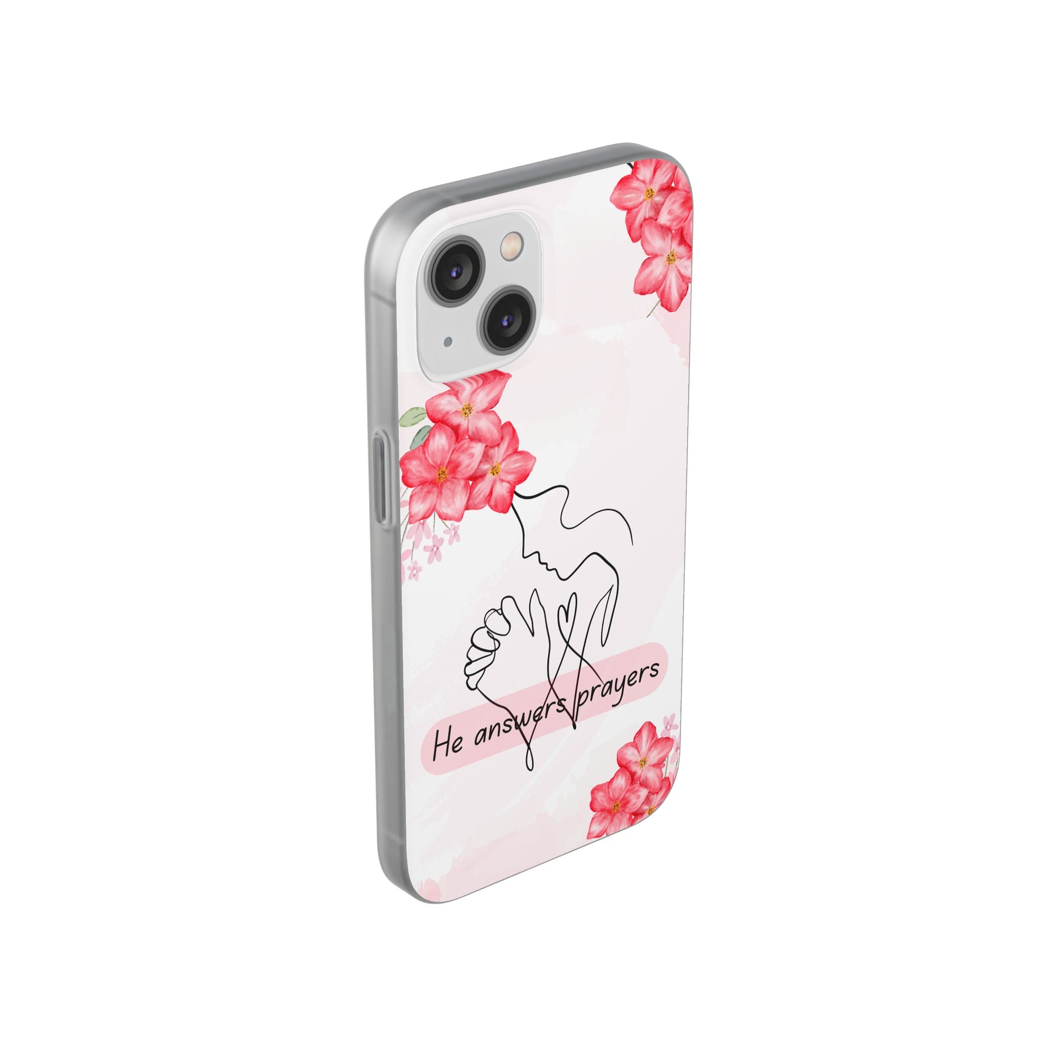 Floral "He Answers Prayers" Phone Case — Christian Faith Protective Cover