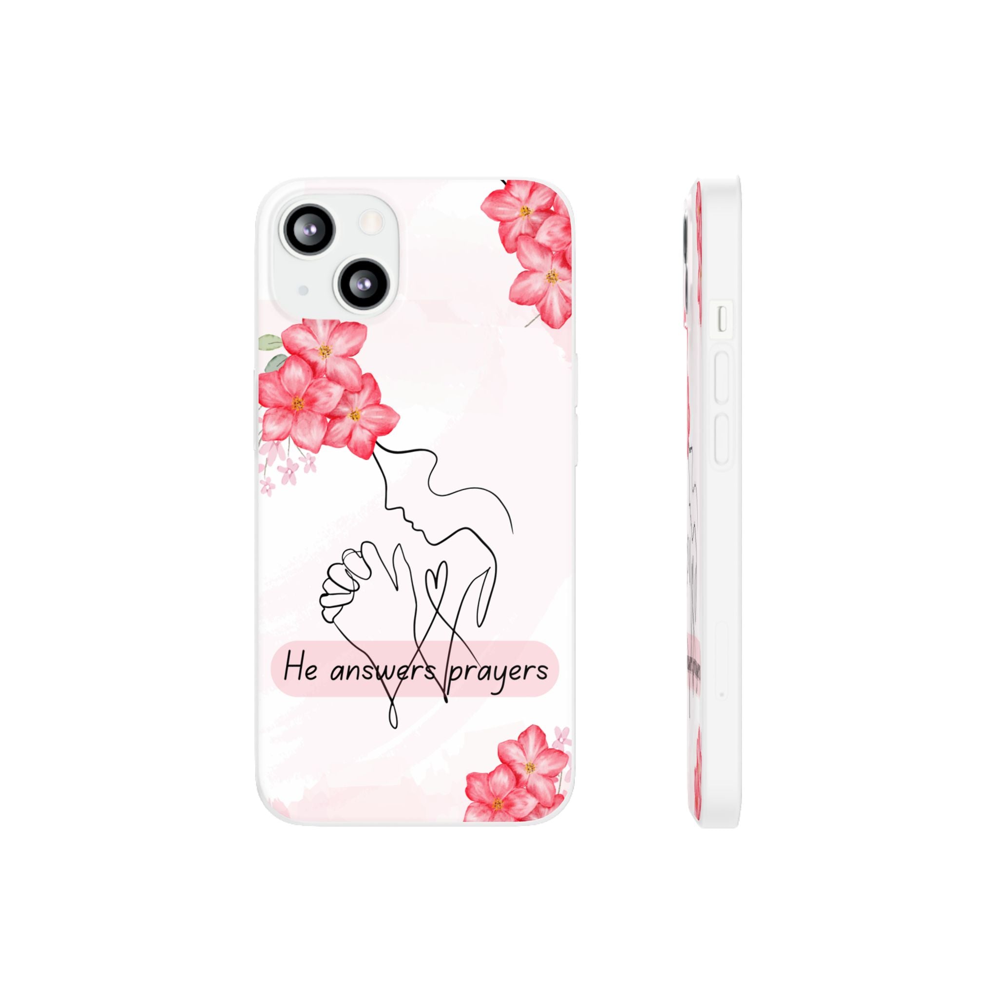 Floral "He Answers Prayers" Phone Case — Christian Faith Protective Cover