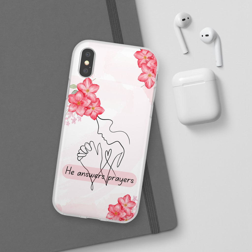 Floral "He Answers Prayers" Phone Case — Christian Faith Protective Cover