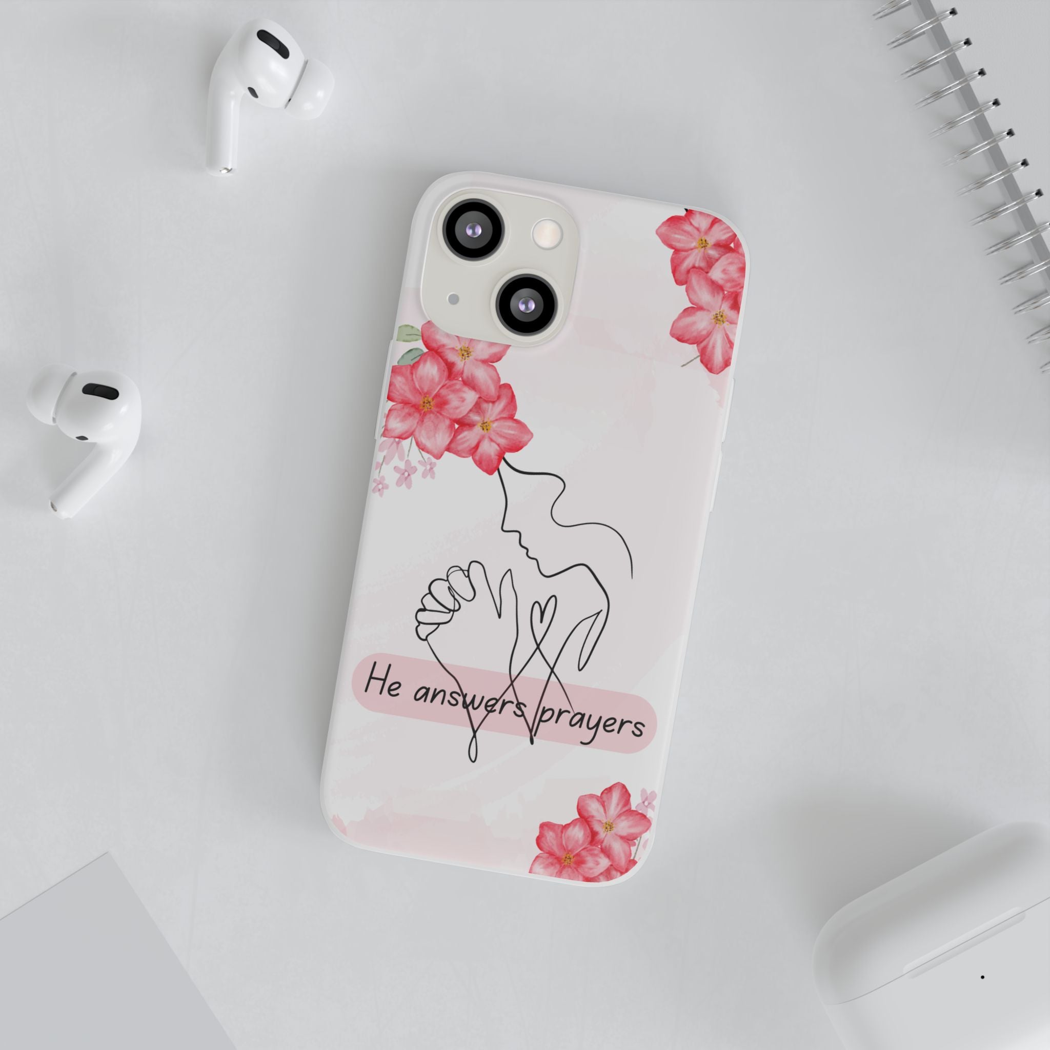 Floral "He Answers Prayers" Phone Case — Christian Faith Protective Cover