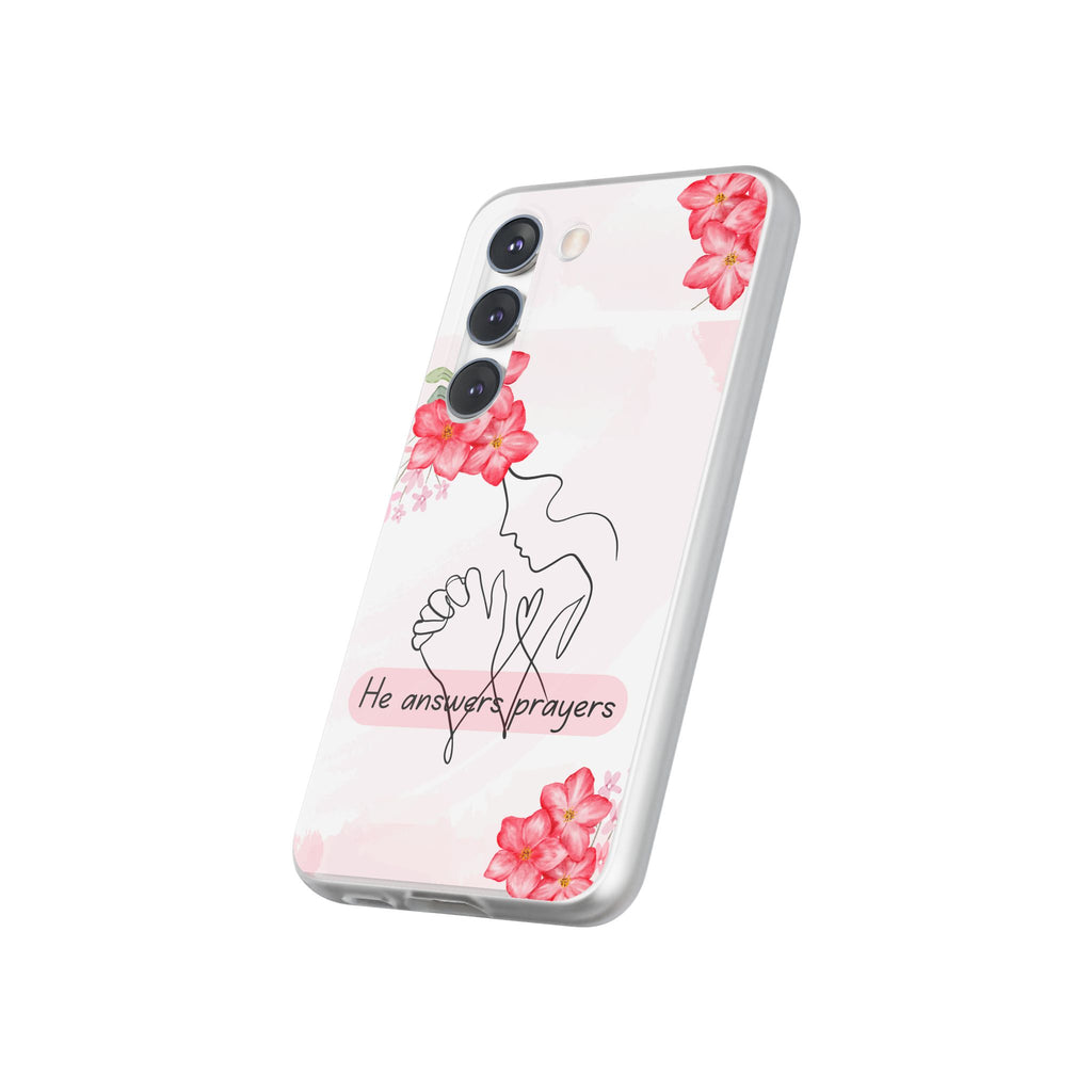 Floral "He Answers Prayers" Phone Case — Christian Faith Protective Cover