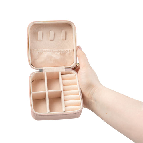 Compact Travel Jewelry Case — Portable Organizer for Rings, Earrings & Necklaces