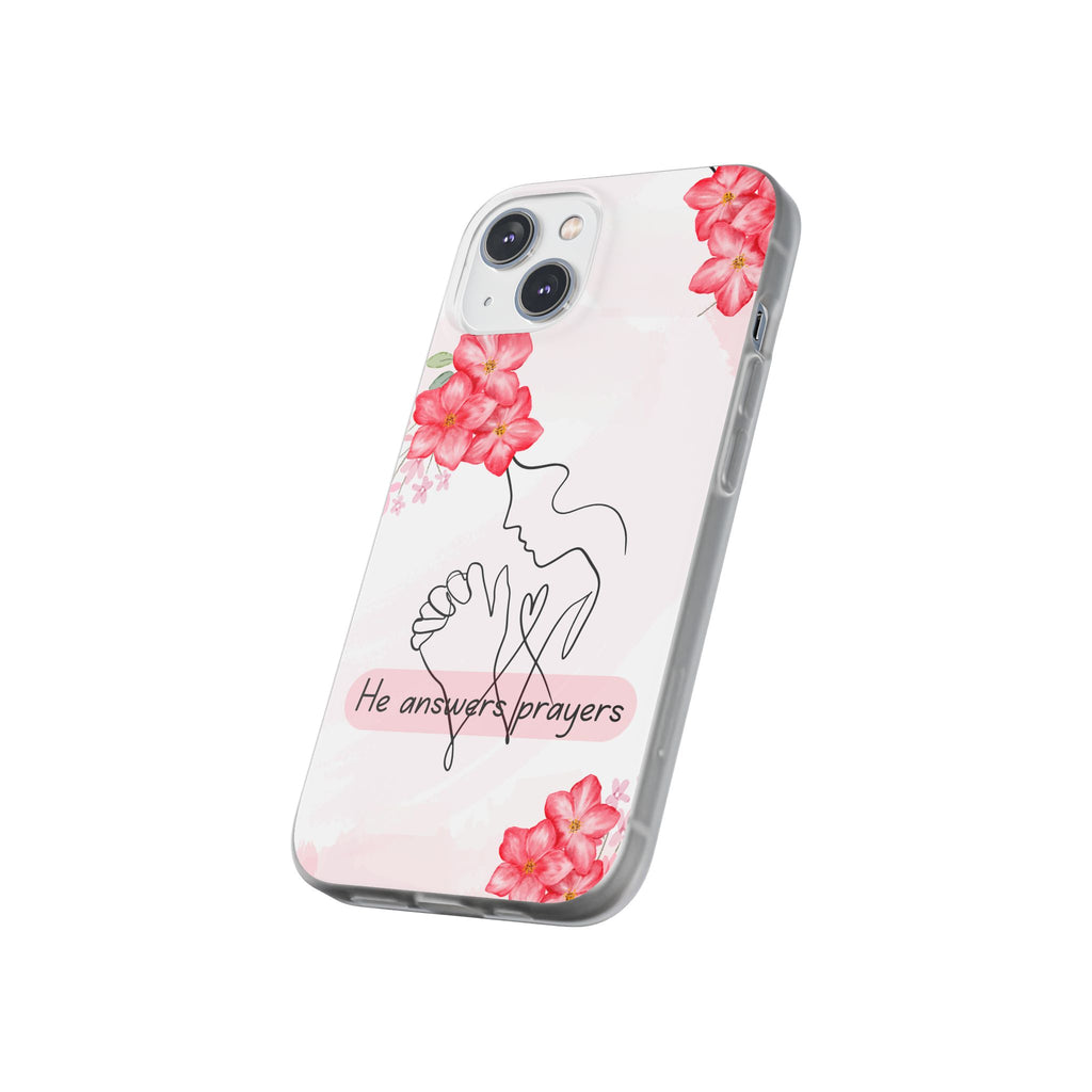 Floral "He Answers Prayers" Phone Case — Christian Faith Protective Cover
