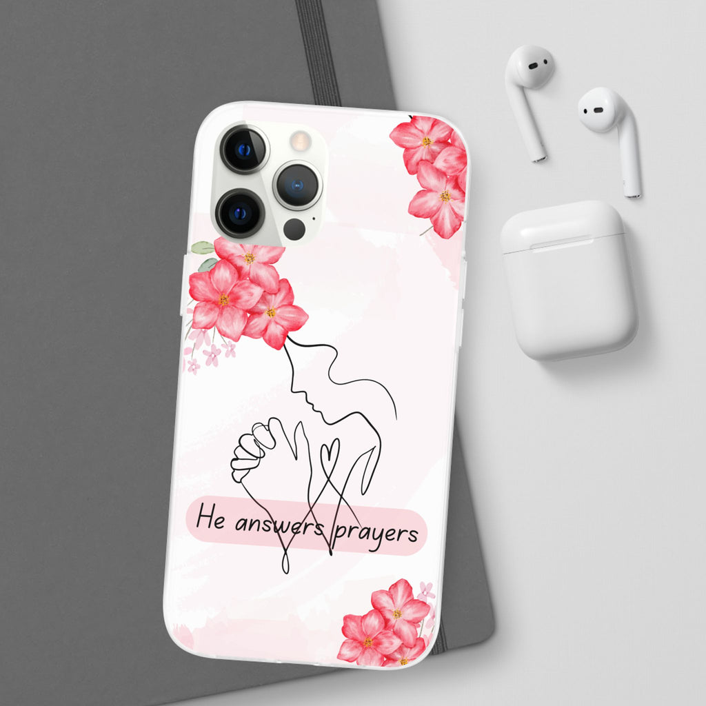 Floral "He Answers Prayers" Phone Case — Christian Faith Protective Cover