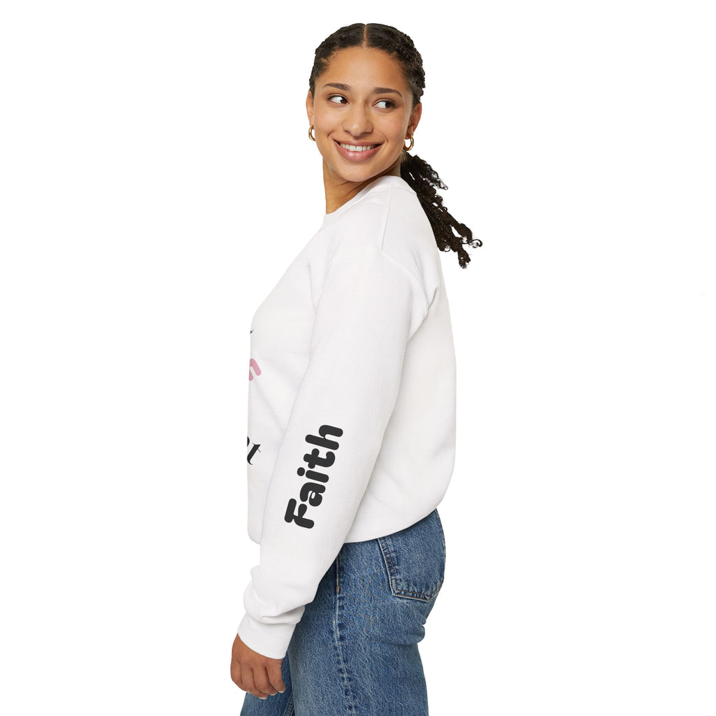 Faith Crewneck Sweatshirt — "Walk by faith, not by sight" Inspirational Christian Pullover