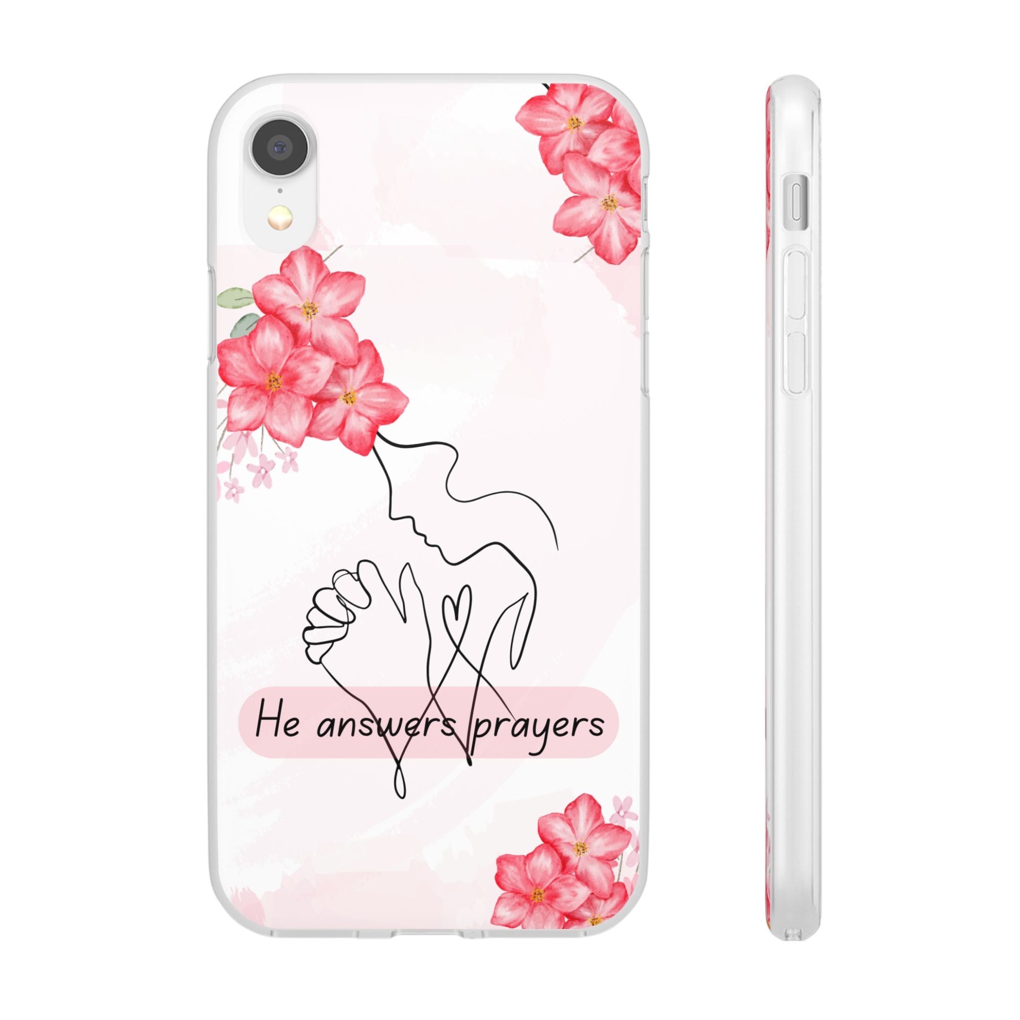 Floral "He Answers Prayers" Phone Case — Christian Faith Protective Cover