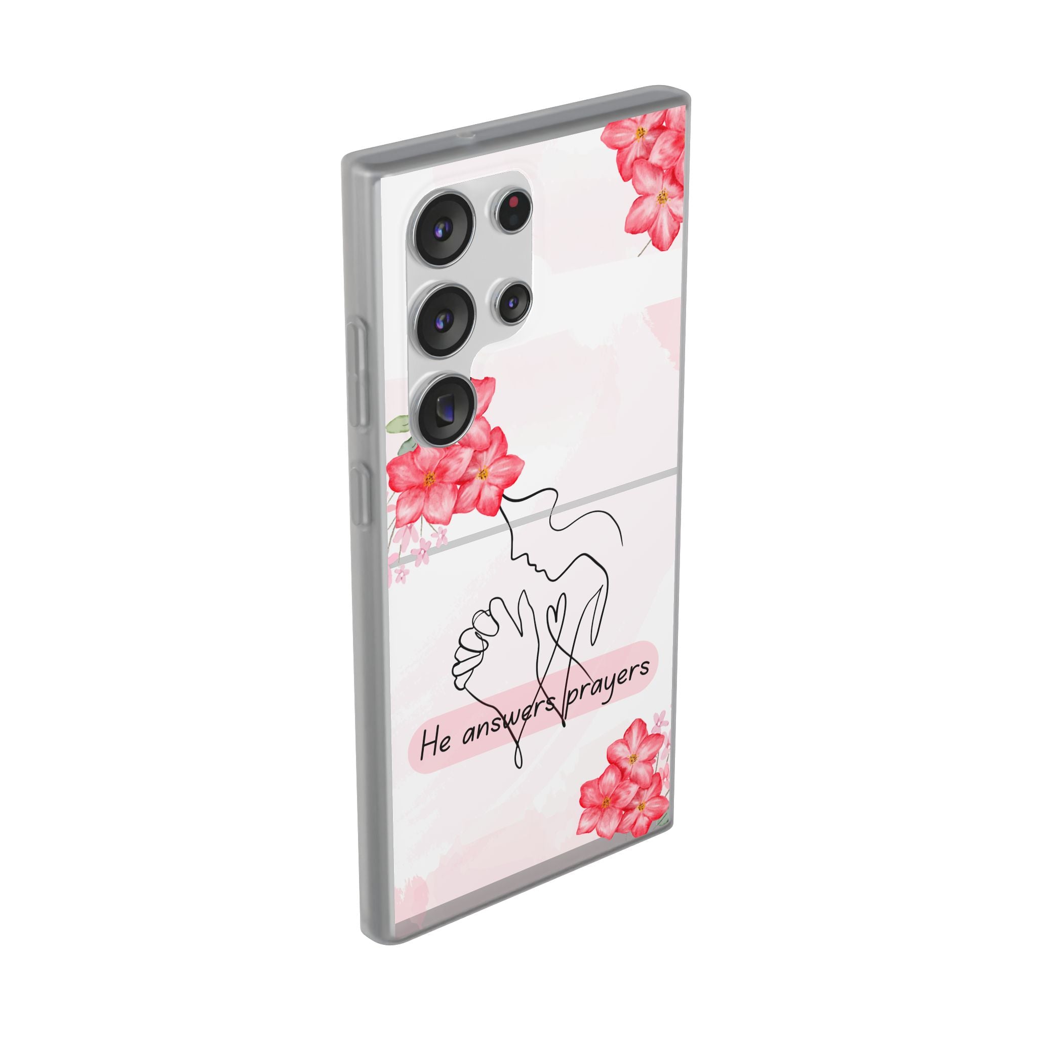 Floral "He Answers Prayers" Phone Case — Christian Faith Protective Cover