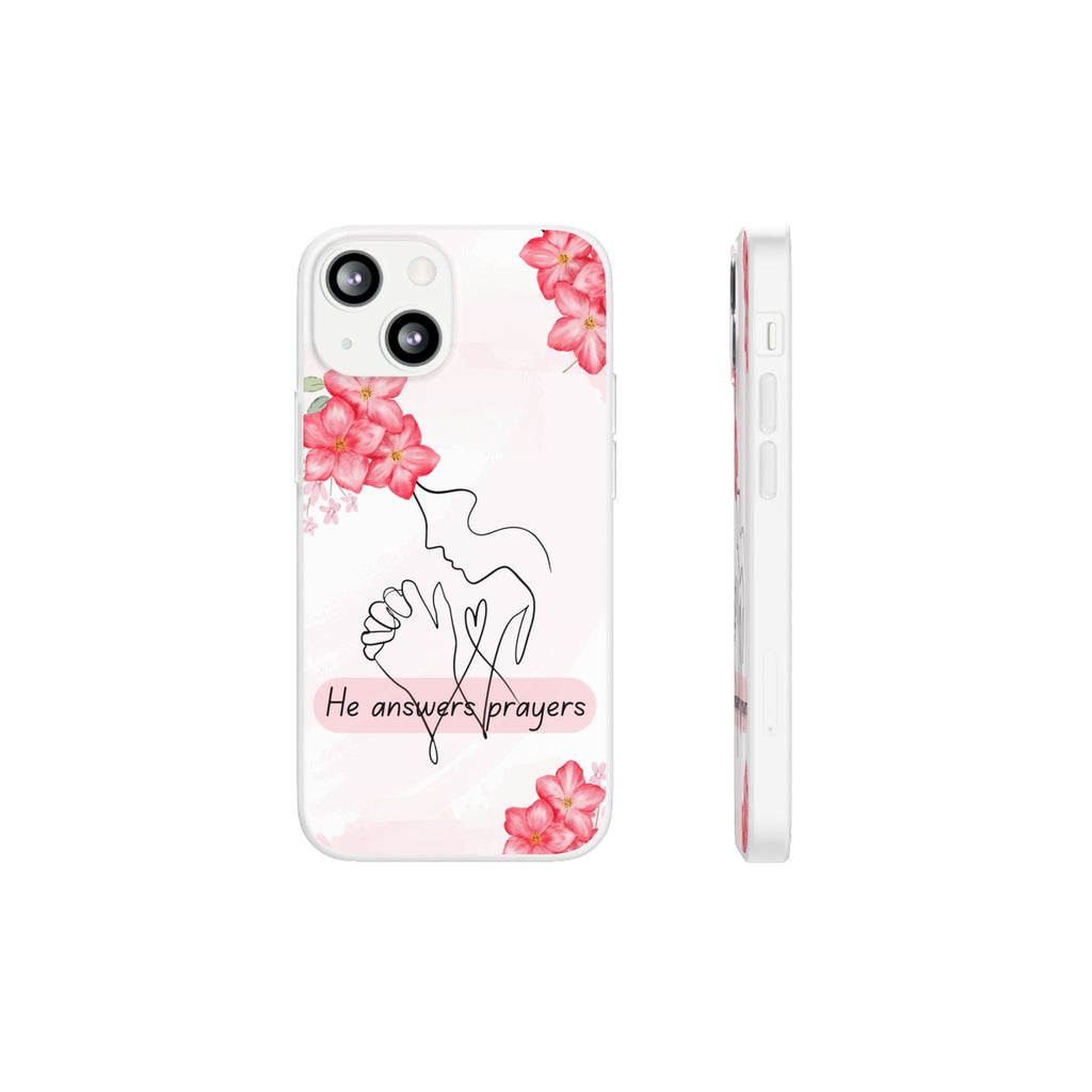Floral "He Answers Prayers" Phone Case — Christian Faith Protective Cover