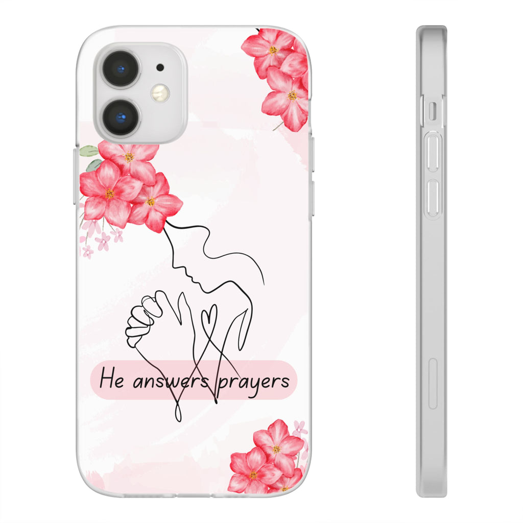 Floral "He Answers Prayers" Phone Case — Christian Faith Protective Cover