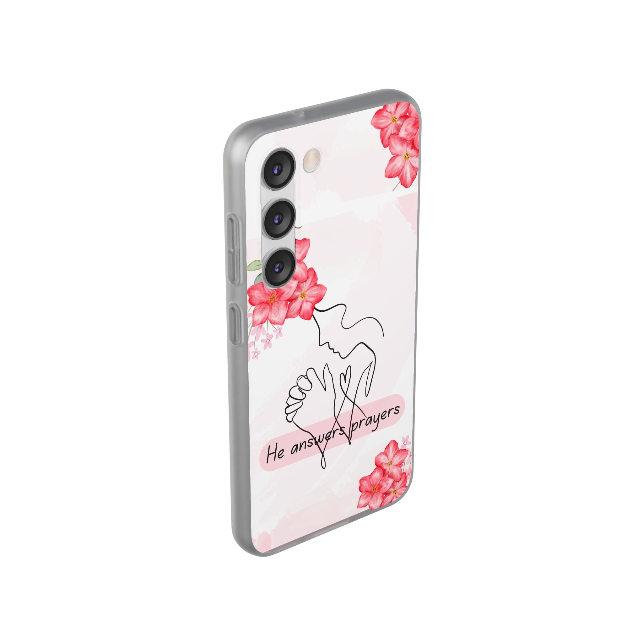 Floral "He Answers Prayers" Phone Case — Christian Faith Protective Cover