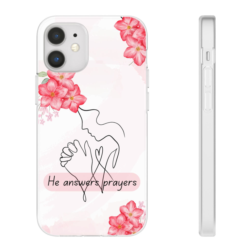 Floral "He Answers Prayers" Phone Case — Christian Faith Protective Cover