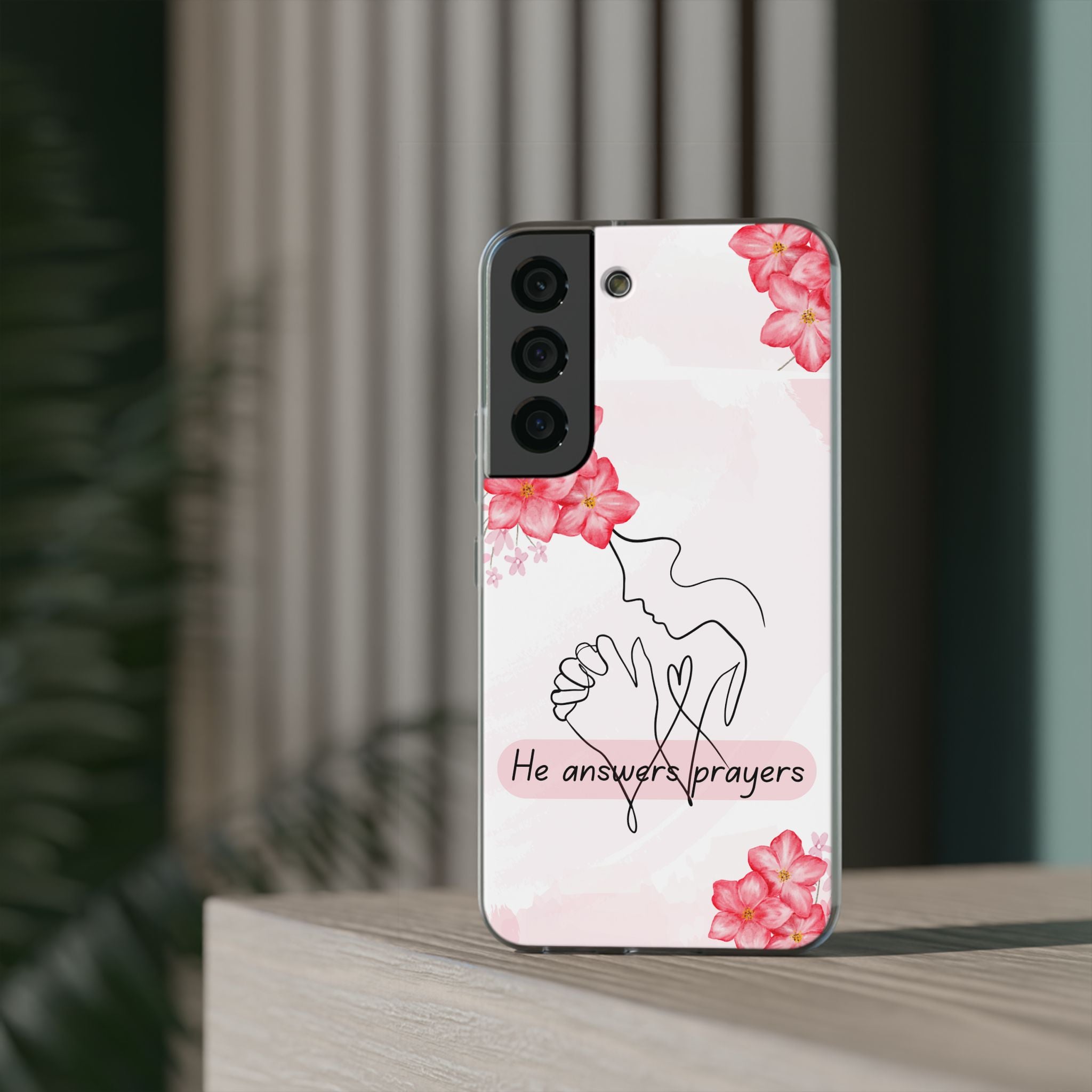 Floral "He Answers Prayers" Phone Case — Christian Faith Protective Cover