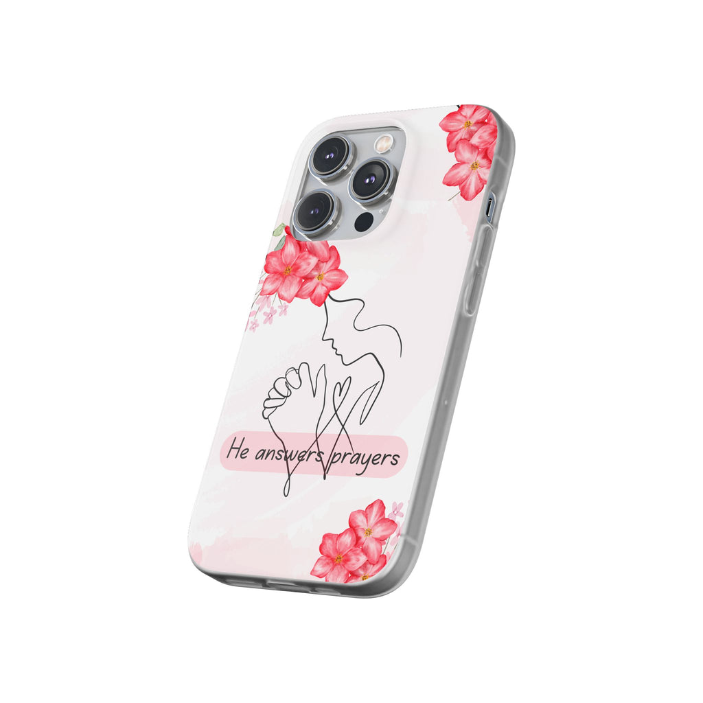 Floral "He Answers Prayers" Phone Case — Christian Faith Protective Cover