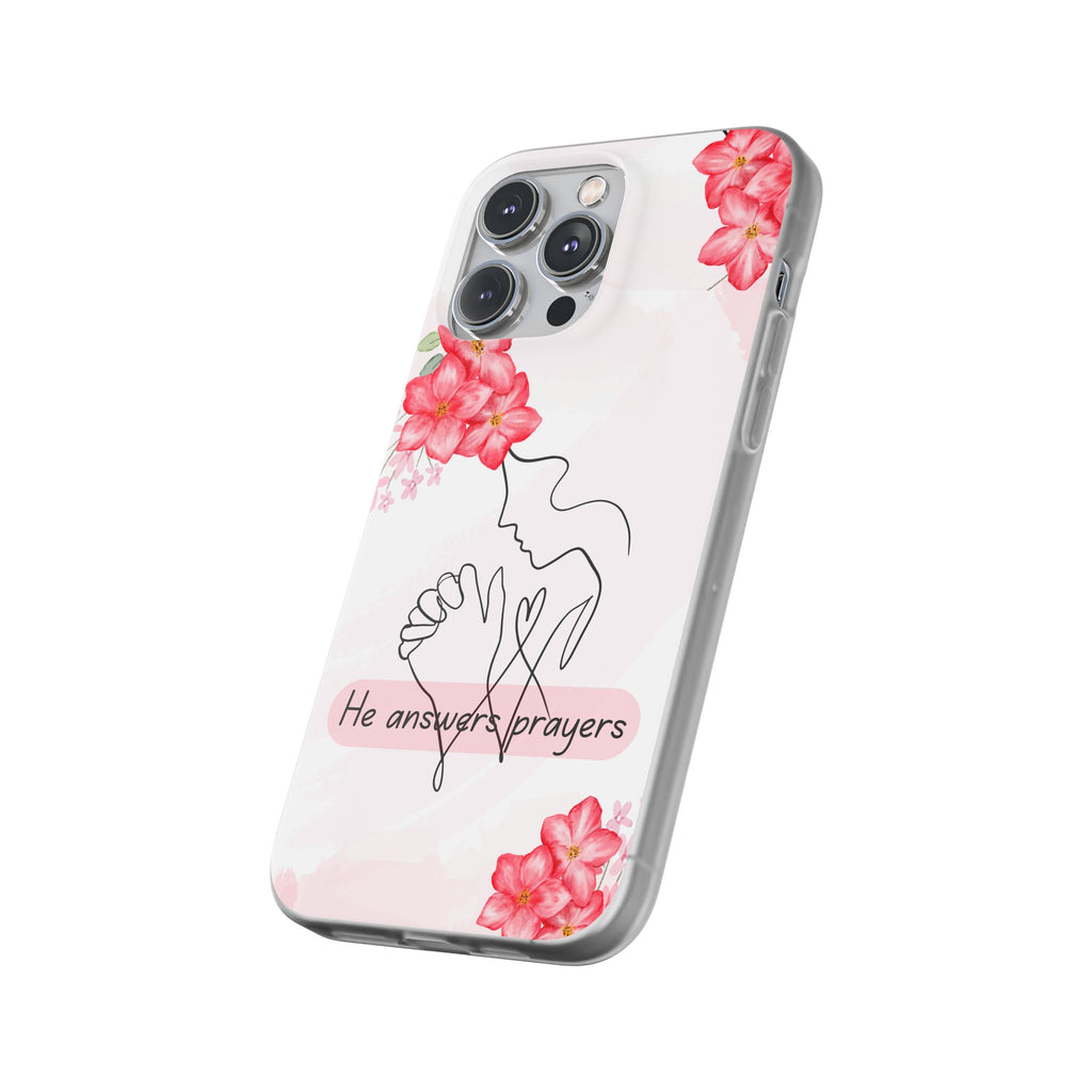 Floral "He Answers Prayers" Phone Case — Christian Faith Protective Cover