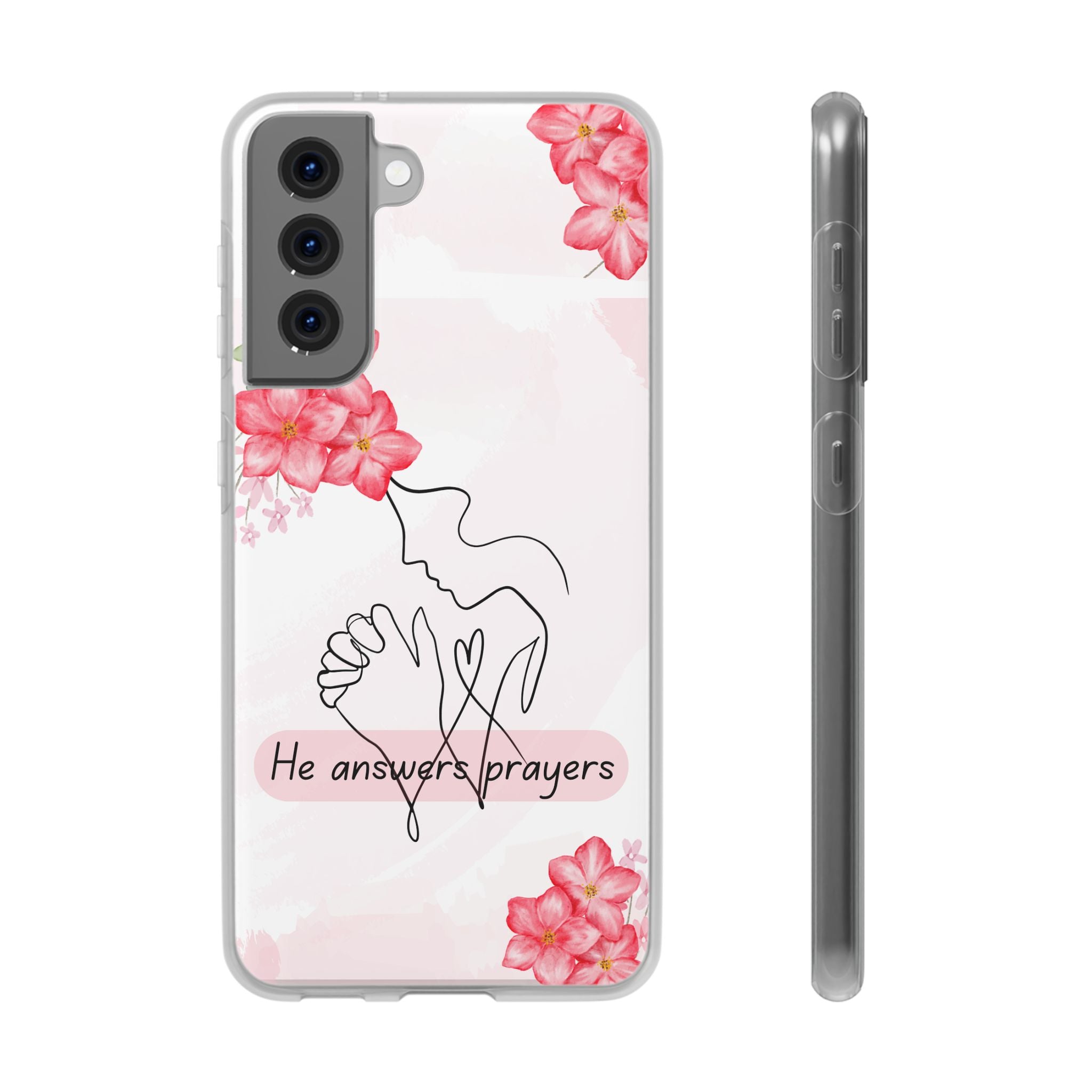 Floral "He Answers Prayers" Phone Case — Christian Faith Protective Cover