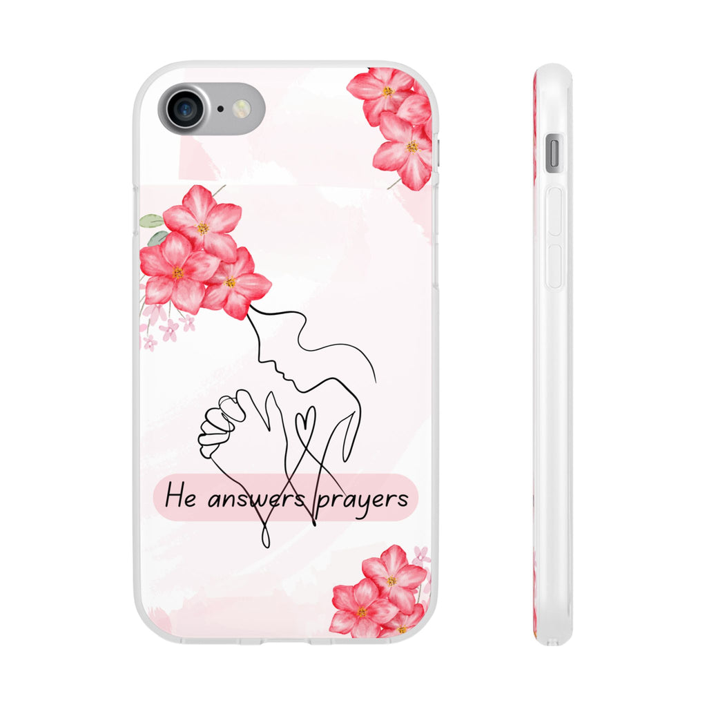 Floral "He Answers Prayers" Phone Case — Christian Faith Protective Cover