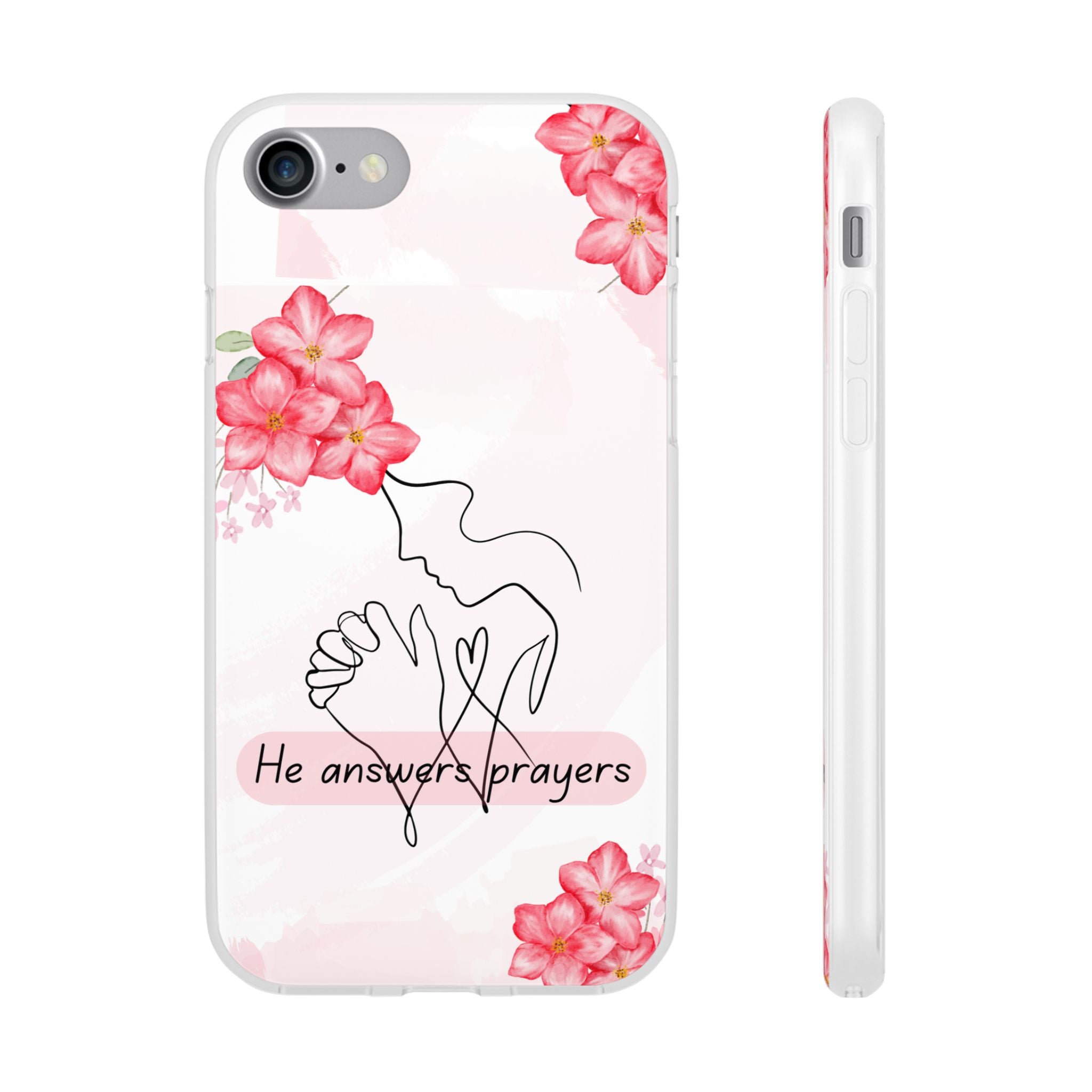 Floral "He Answers Prayers" Phone Case — Christian Faith Protective Cover
