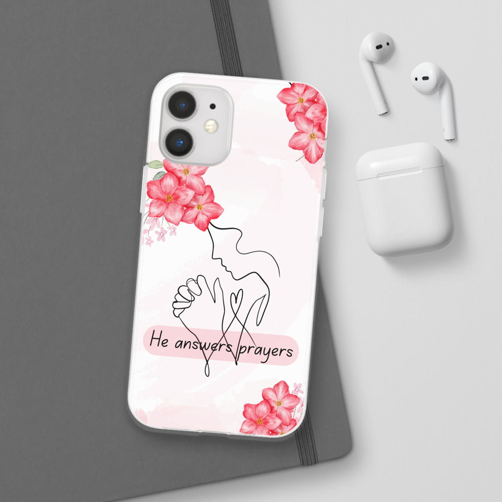 Floral "He Answers Prayers" Phone Case — Christian Faith Protective Cover