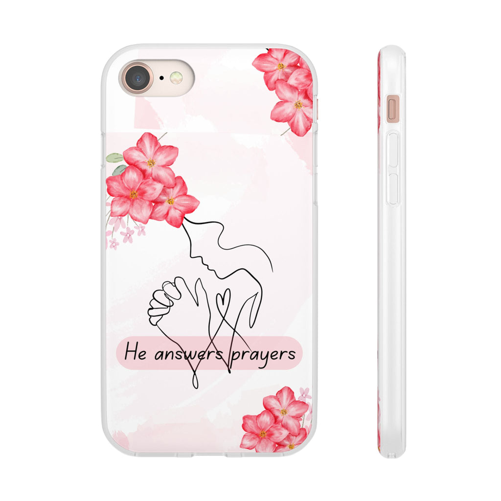 Floral "He Answers Prayers" Phone Case — Christian Faith Protective Cover