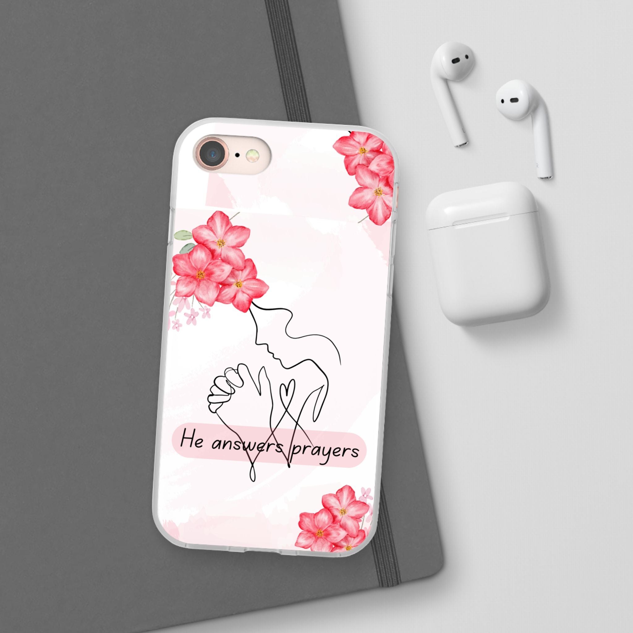 Floral "He Answers Prayers" Phone Case — Christian Faith Protective Cover