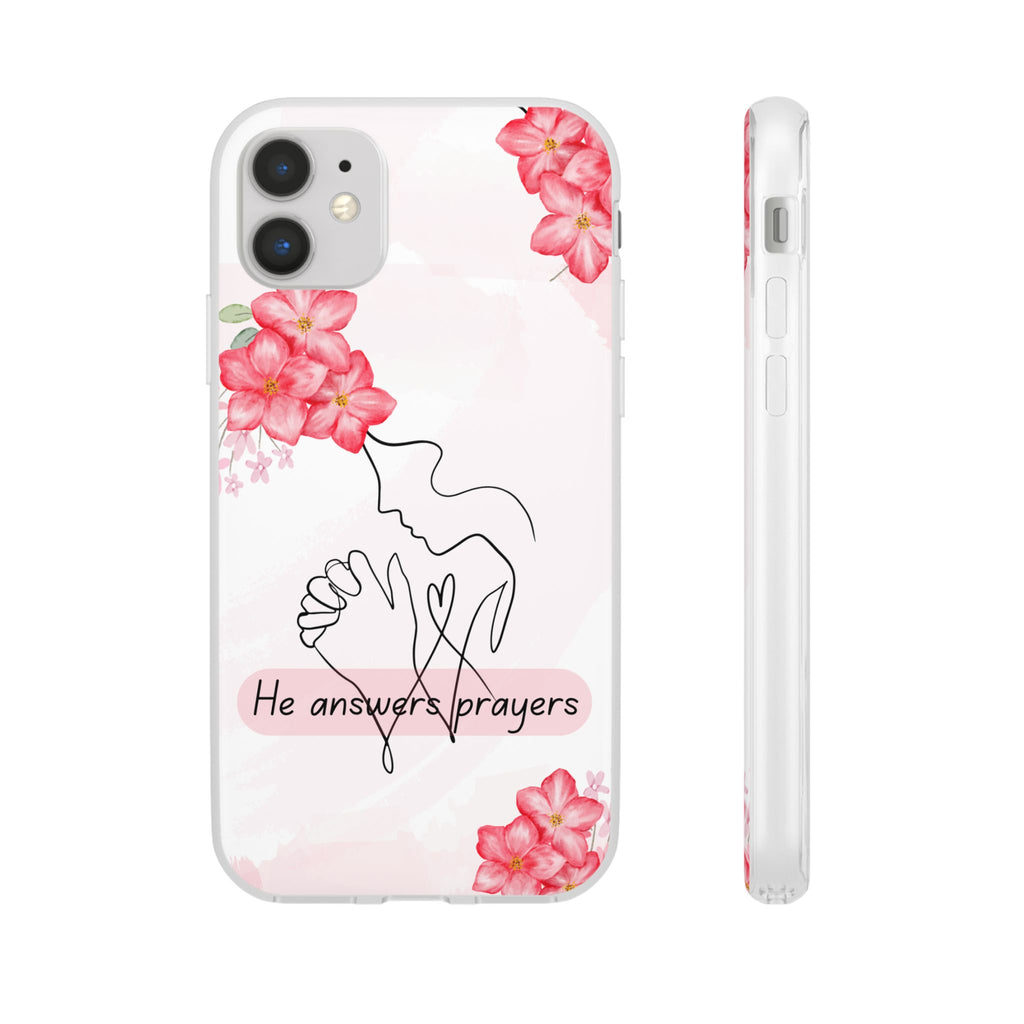 Floral "He Answers Prayers" Phone Case — Christian Faith Protective Cover