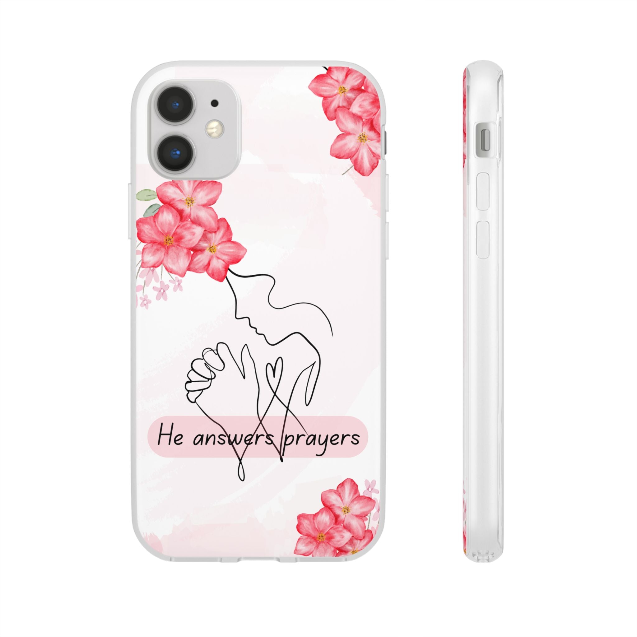 Floral "He Answers Prayers" Phone Case — Christian Faith Protective Cover