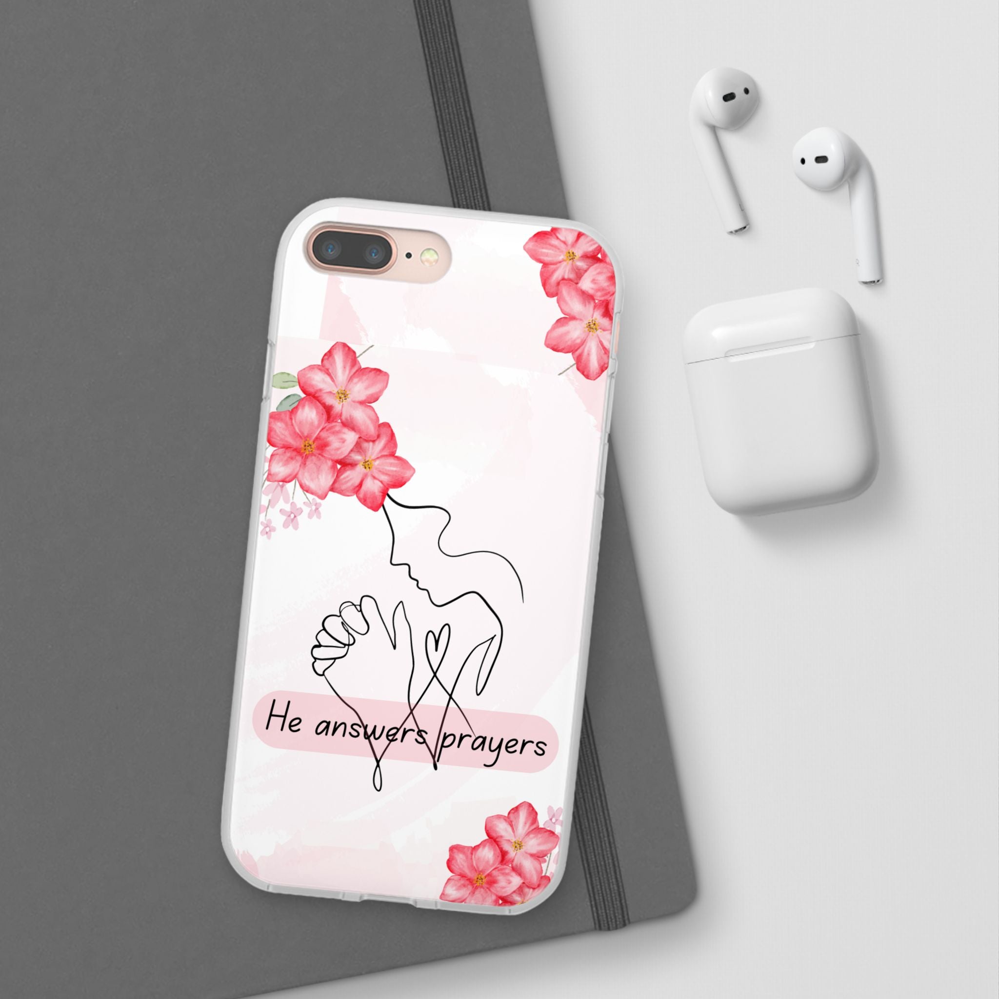 Floral "He Answers Prayers" Phone Case — Christian Faith Protective Cover