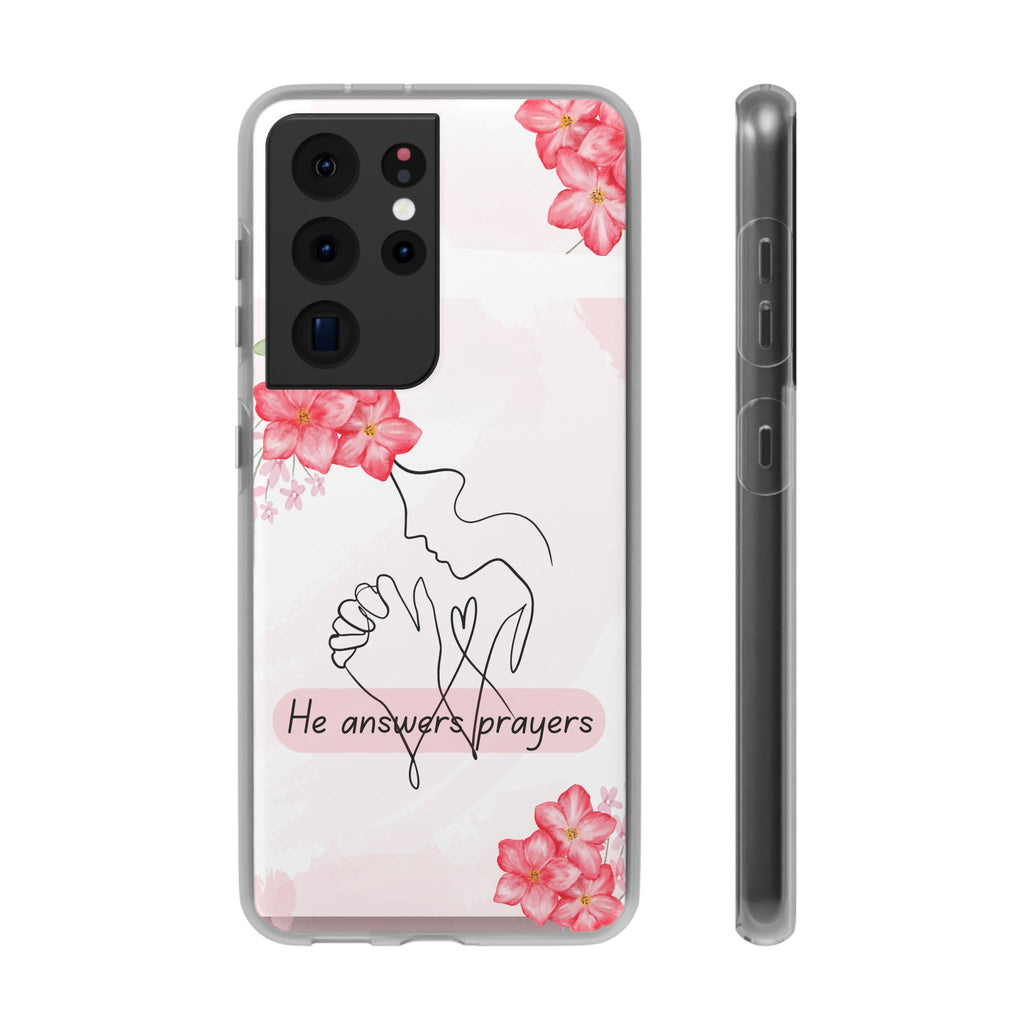 Floral "He Answers Prayers" Phone Case — Christian Faith Protective Cover