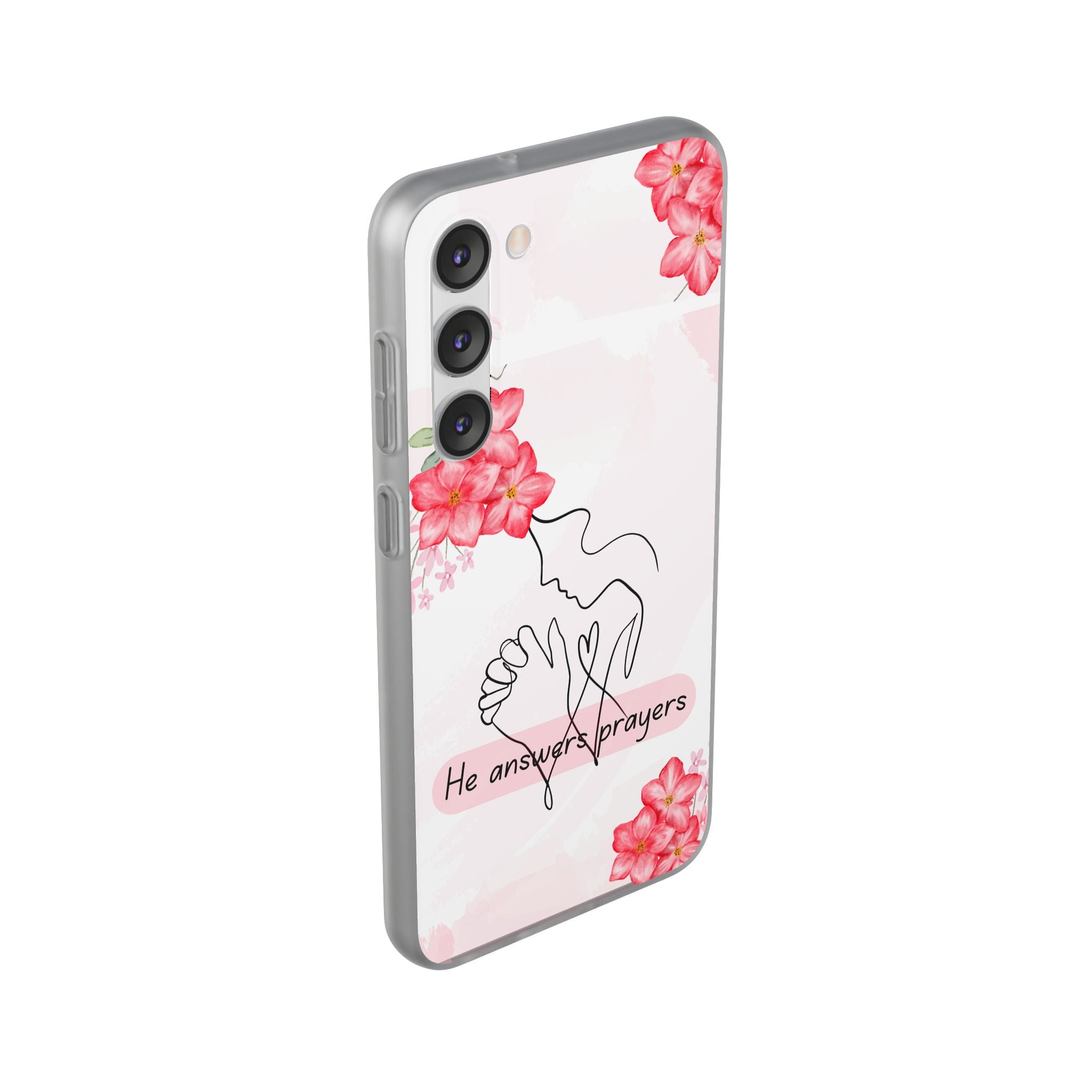 Floral "He Answers Prayers" Phone Case — Christian Faith Protective Cover