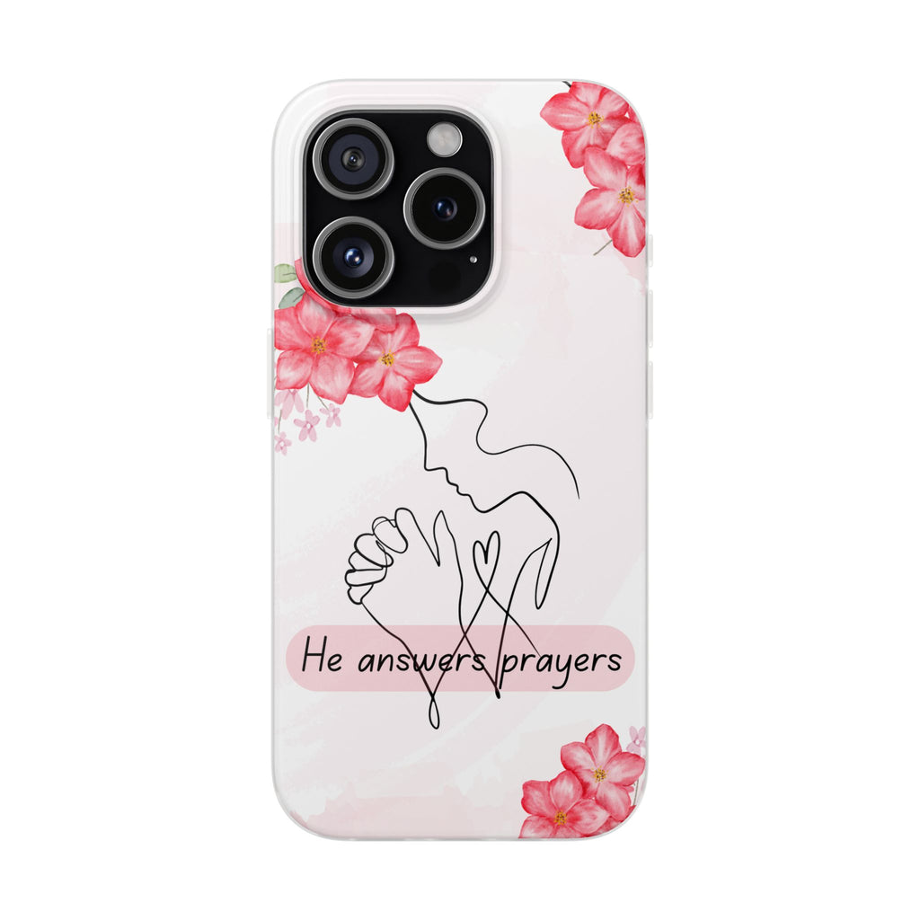 Floral "He Answers Prayers" Phone Case — Christian Faith Protective Cover