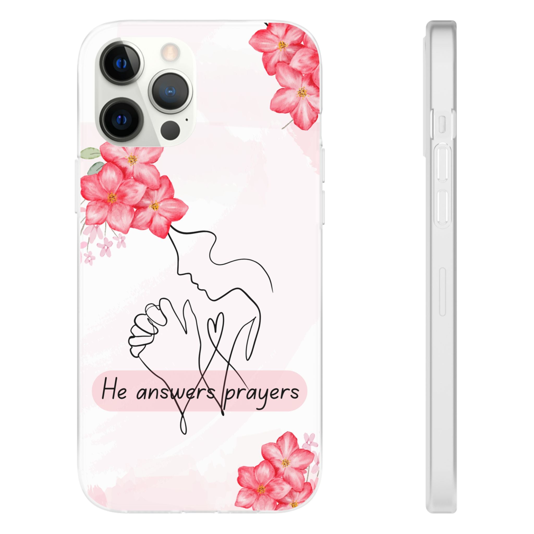 Floral "He Answers Prayers" Phone Case — Christian Faith Protective Cover