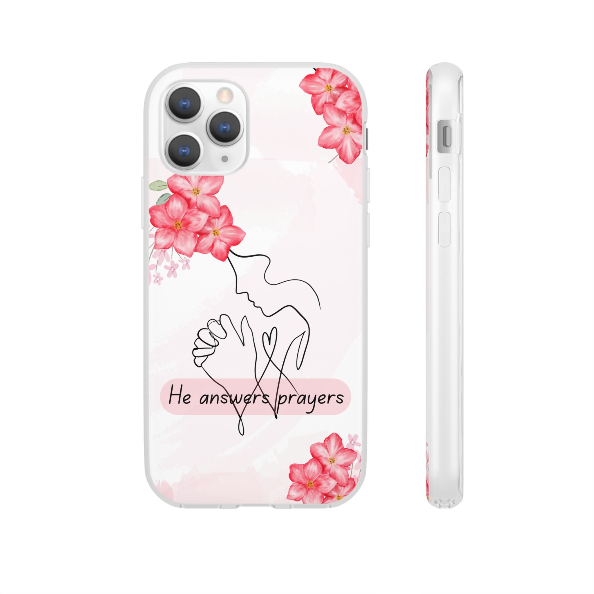 Floral "He Answers Prayers" Phone Case — Christian Faith Protective Cover